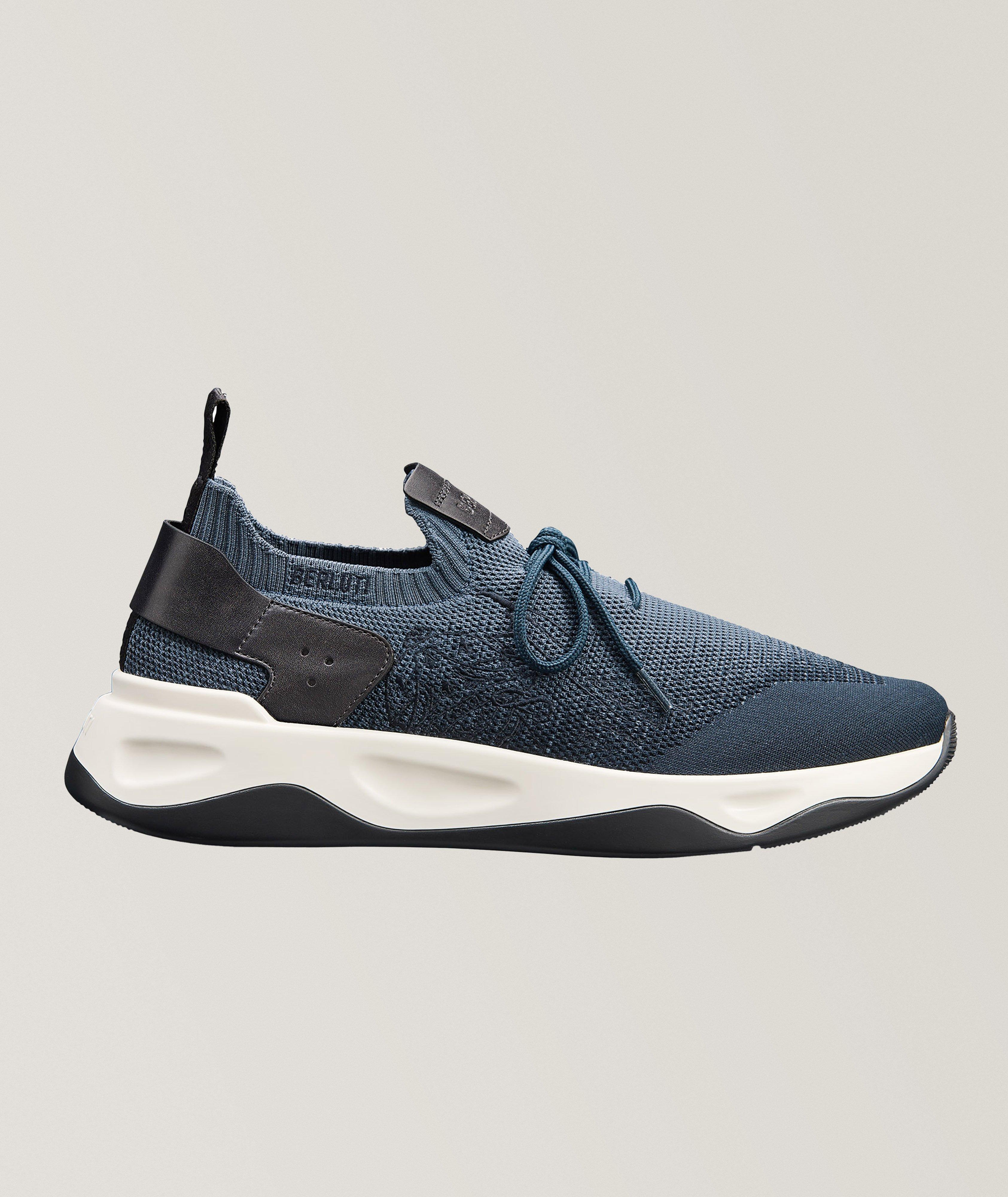 Shadow Scritto Knit & Lagoon Calf Sneakers image 0