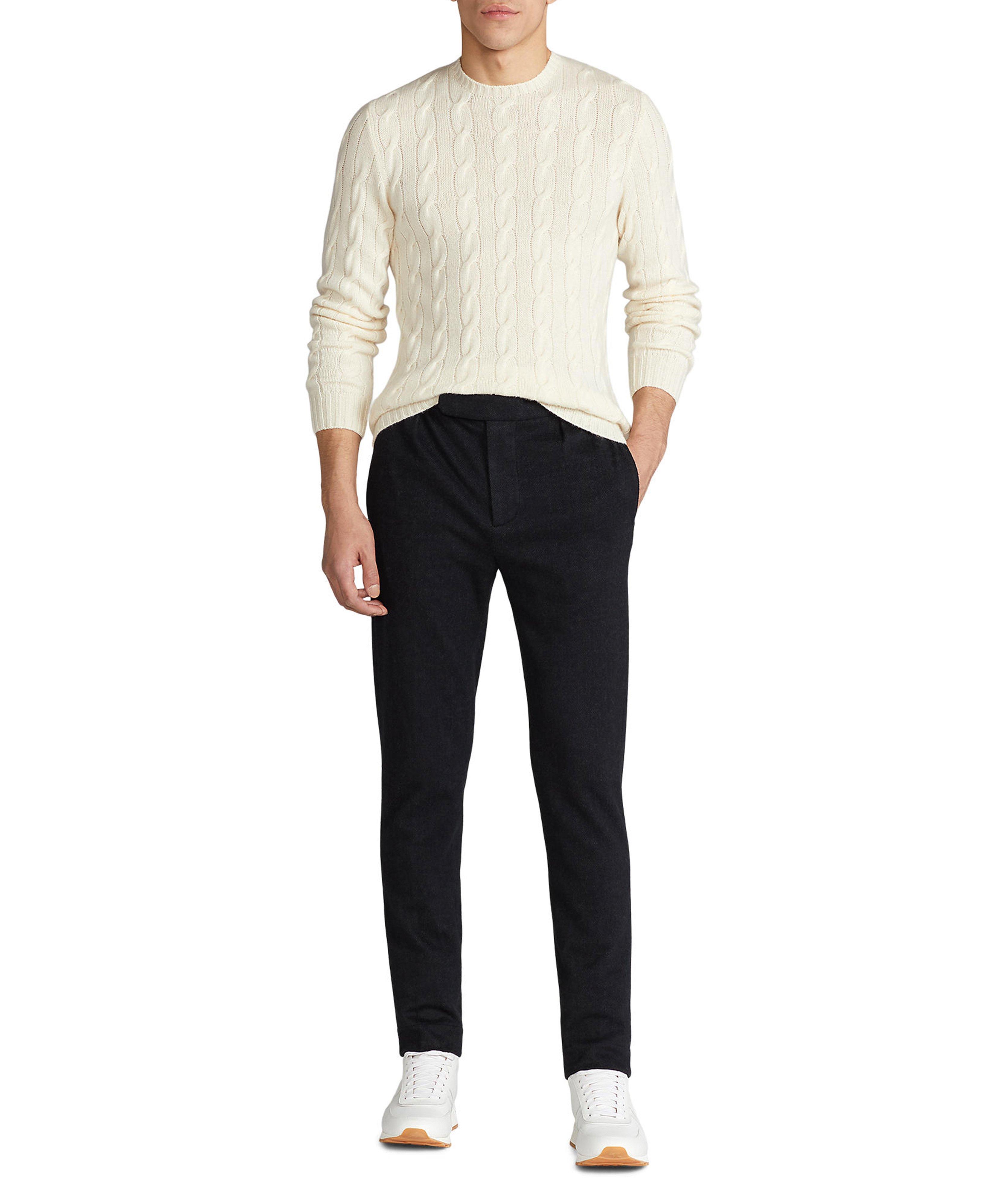 Cashmere Cable Knit Crewneck Sweater image 4