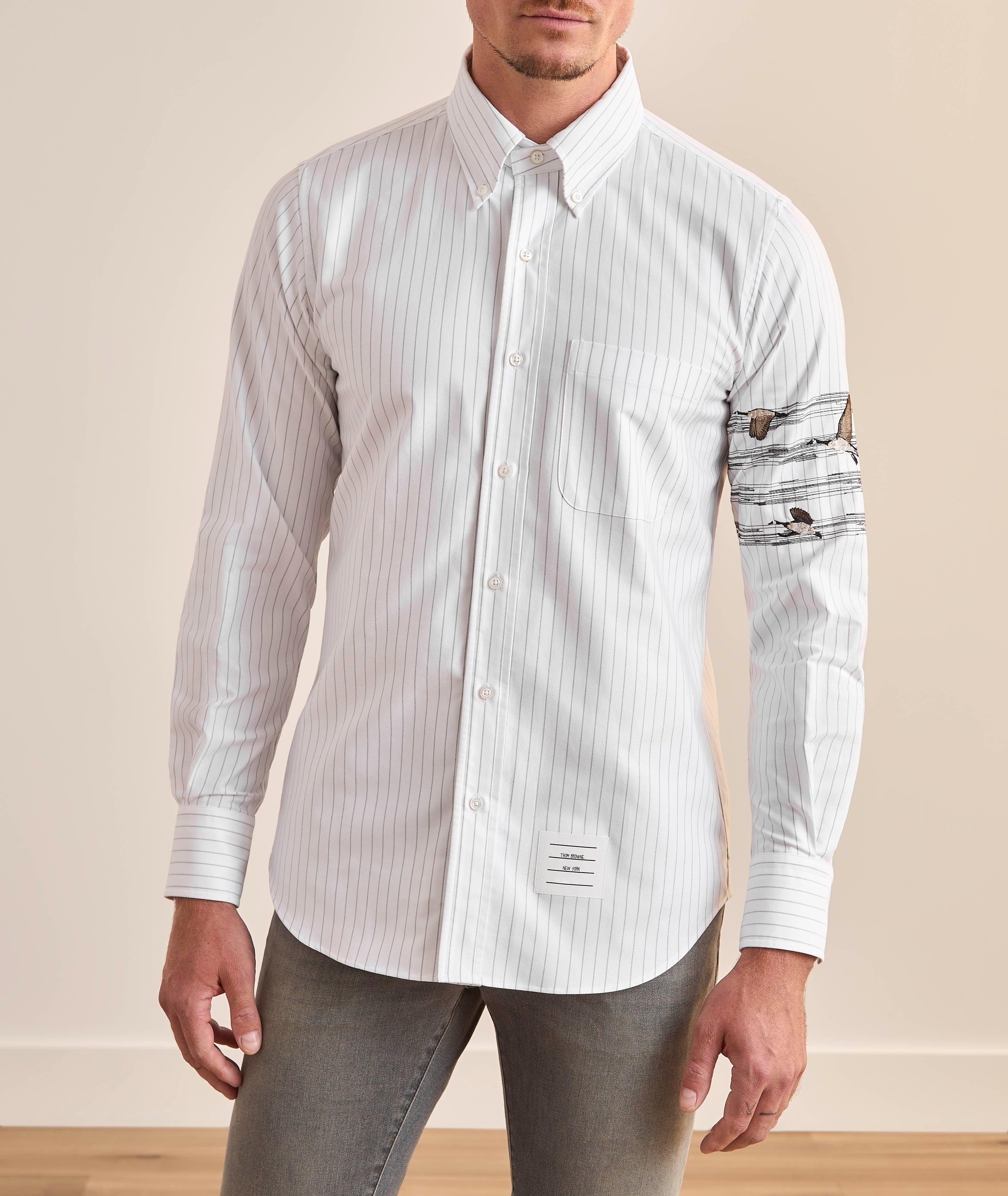 Embroidered Geese 4-Bar Cotton Shirt image 1