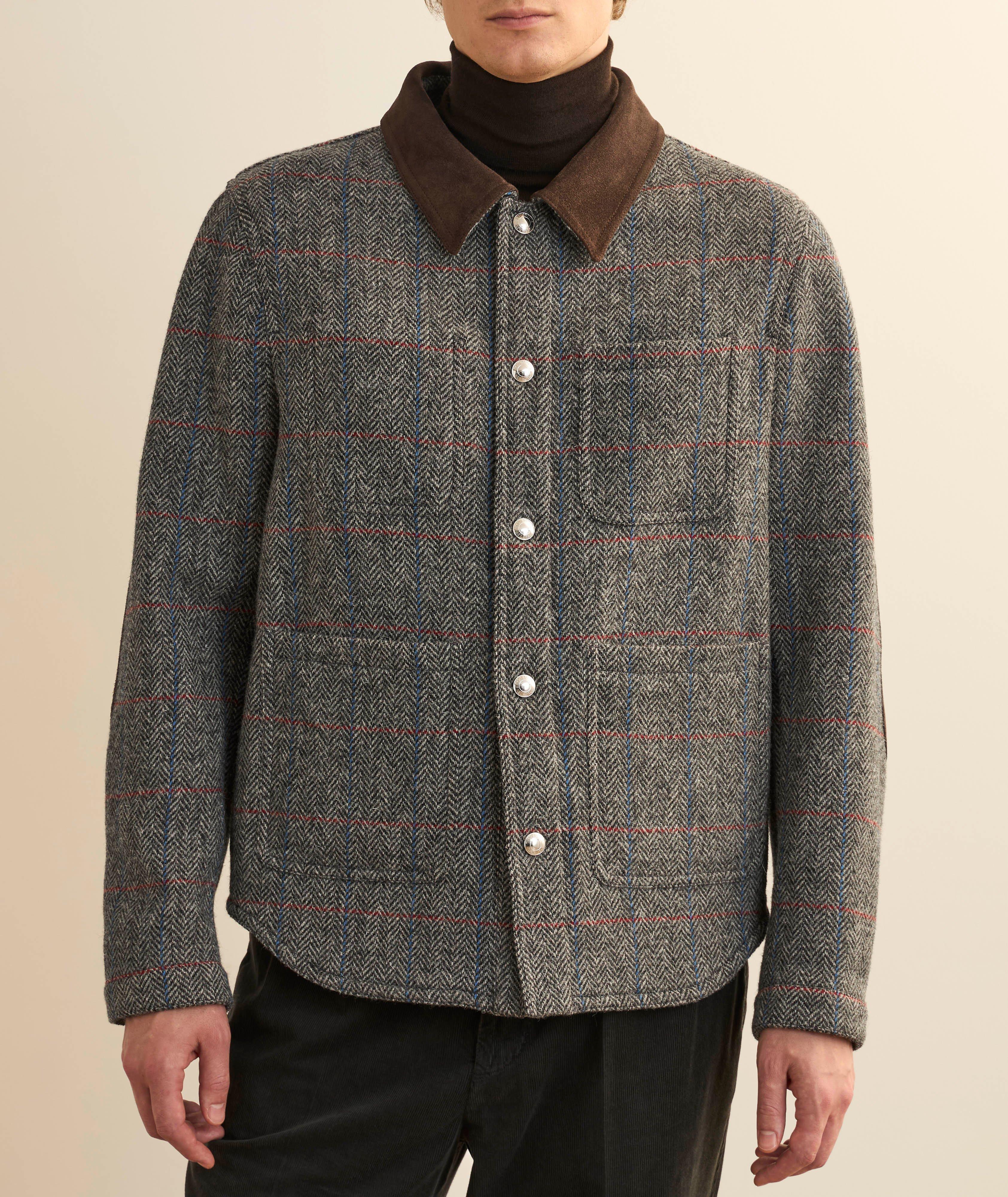 Tweed & Suede Elbow Patch Overshirt  image 1