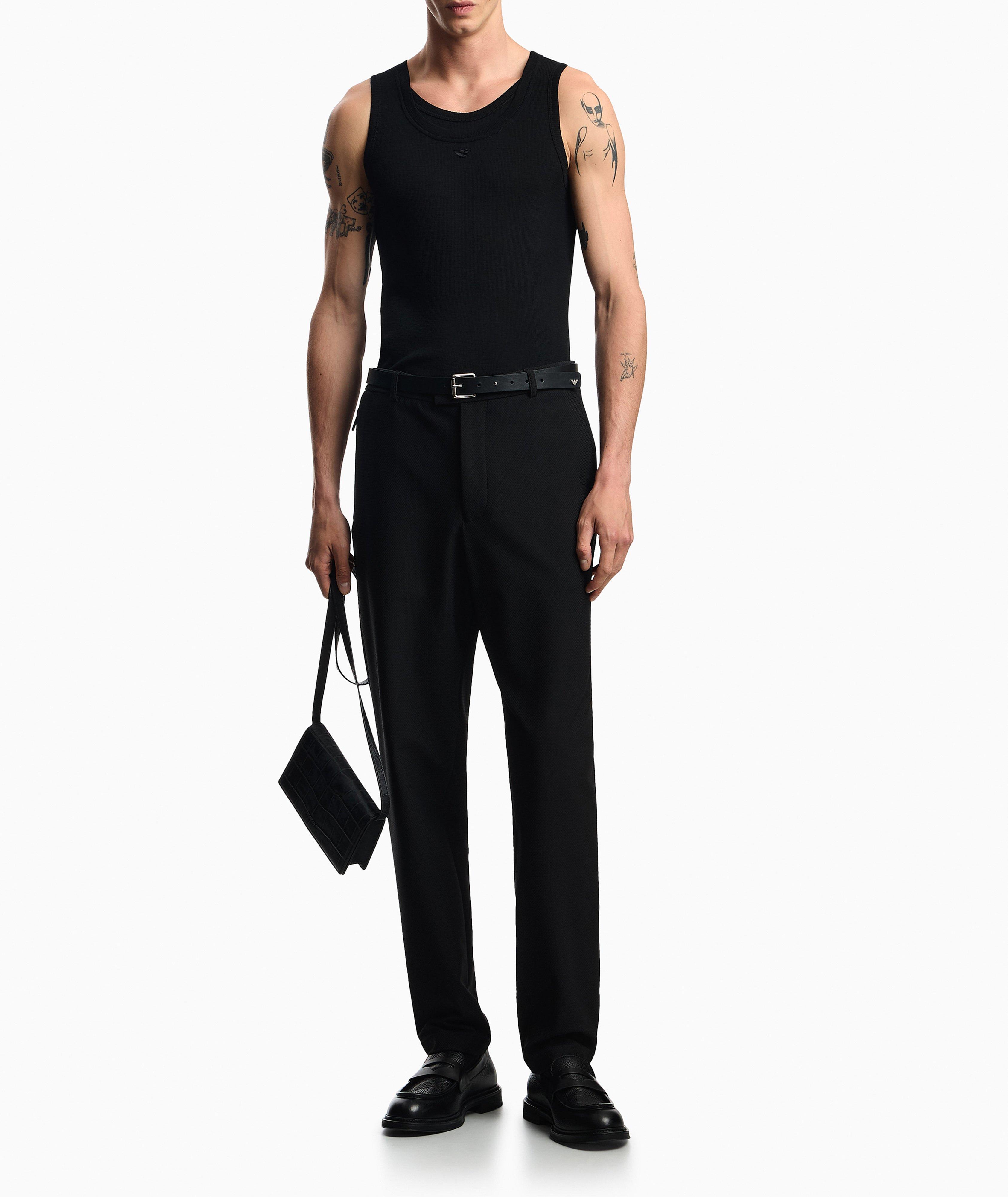 3D Effect Micro-Texture Jersey Trousers image 4
