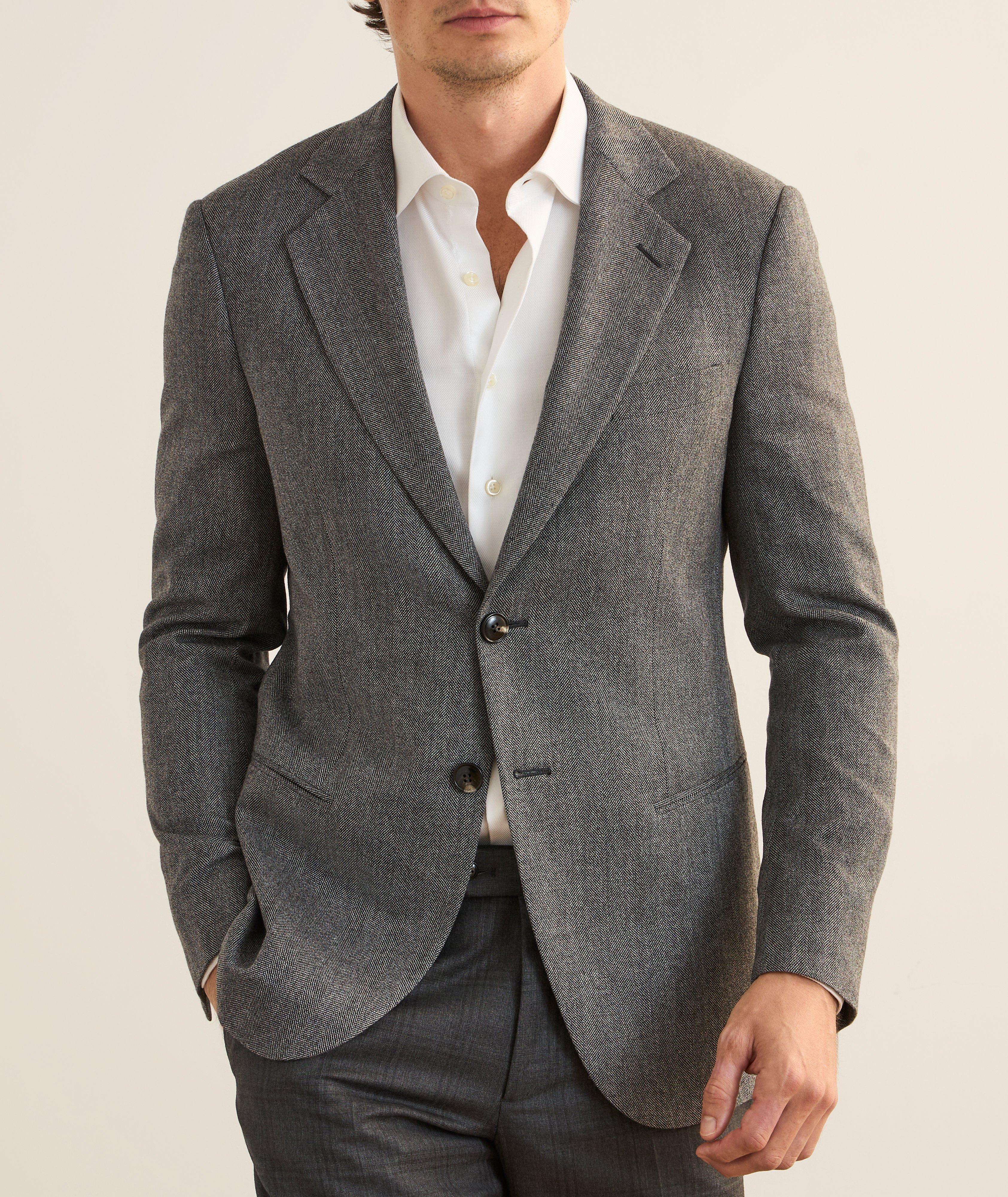 Veste sport en laine et cachemire à chevrons image 1