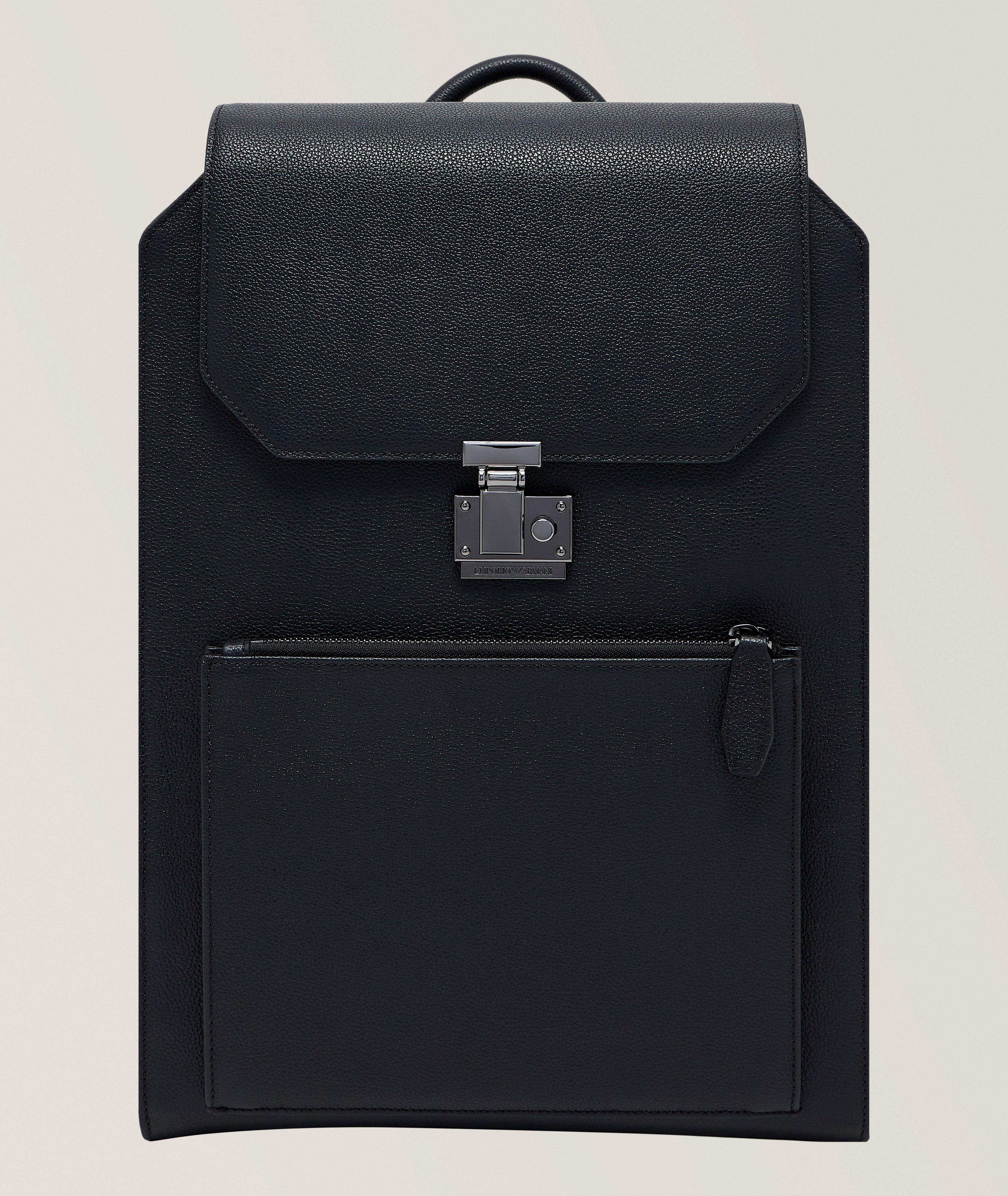 Tumbled-Leather Flap Backpack image 0