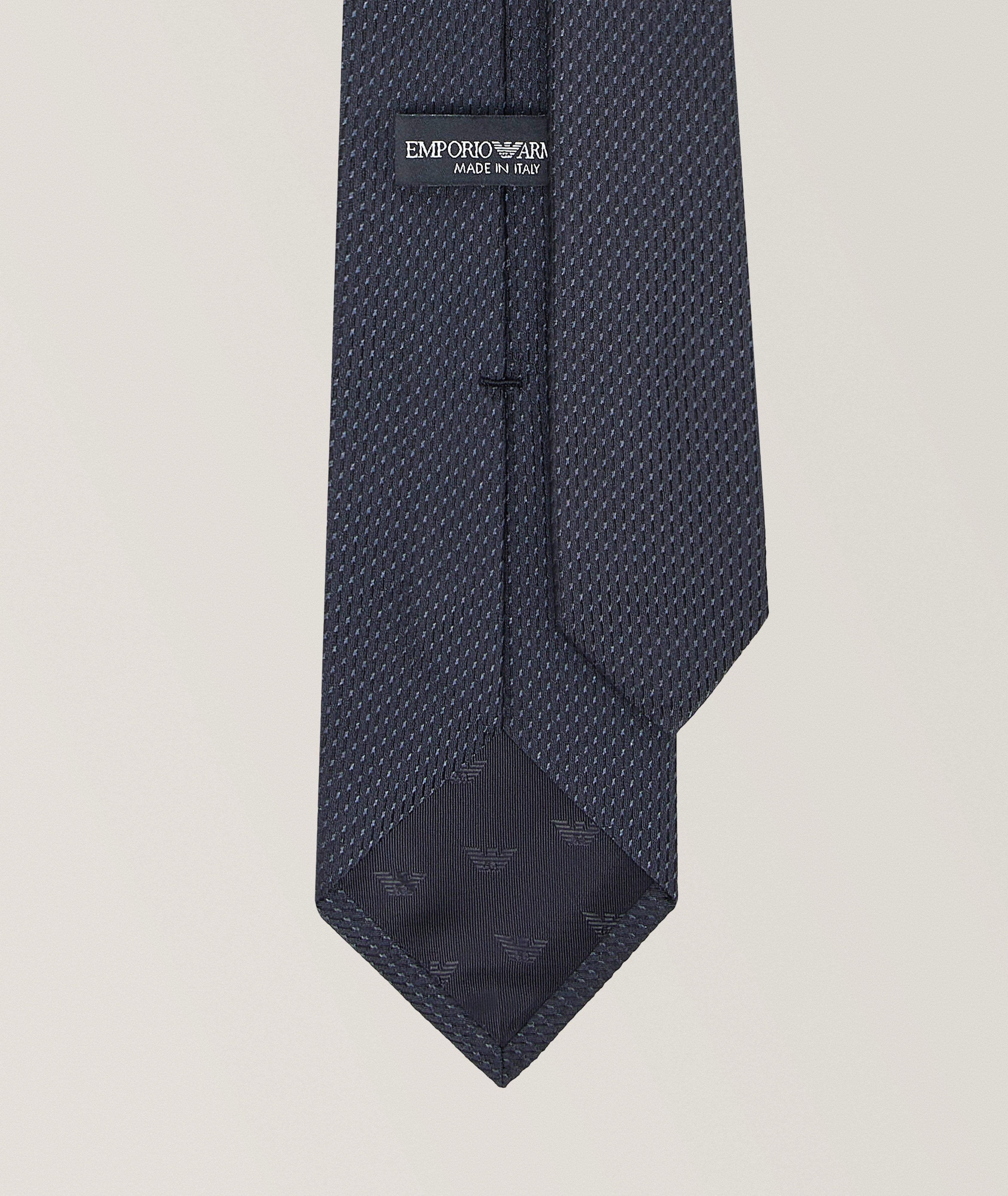 Cravate en soie à motif géométrique jacquard image 1