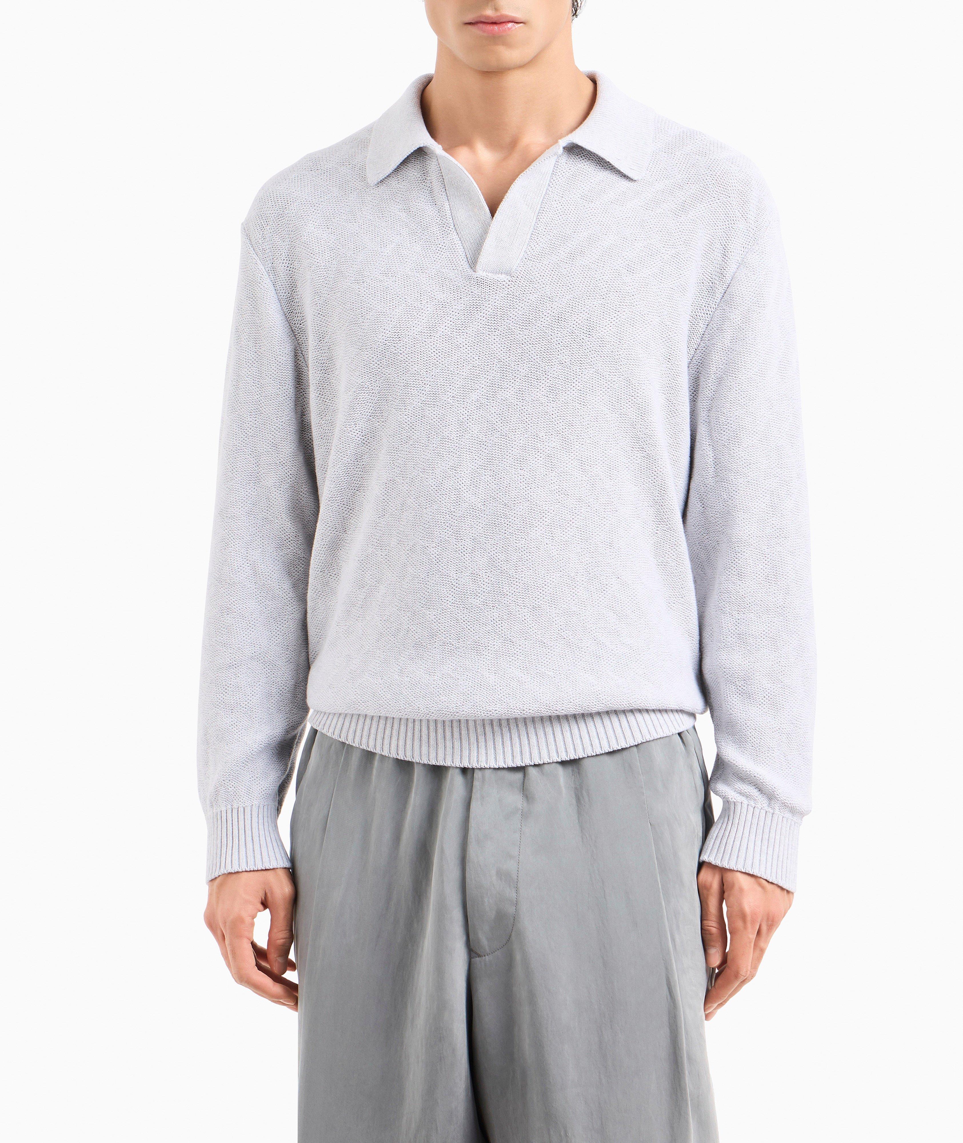 Polo en coton à motif chevrons jacquard image 1