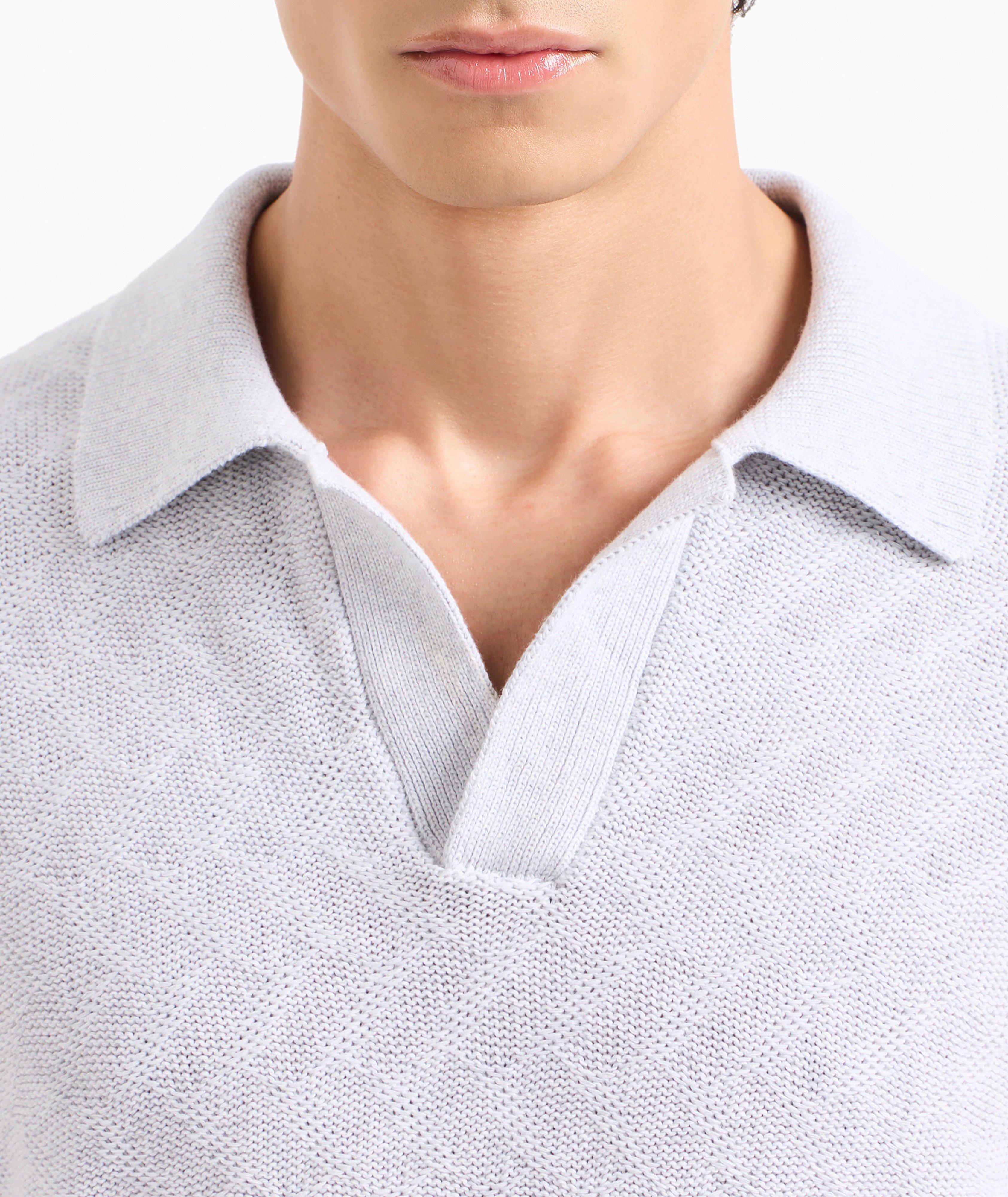 Polo en coton à motif chevrons jacquard image 3