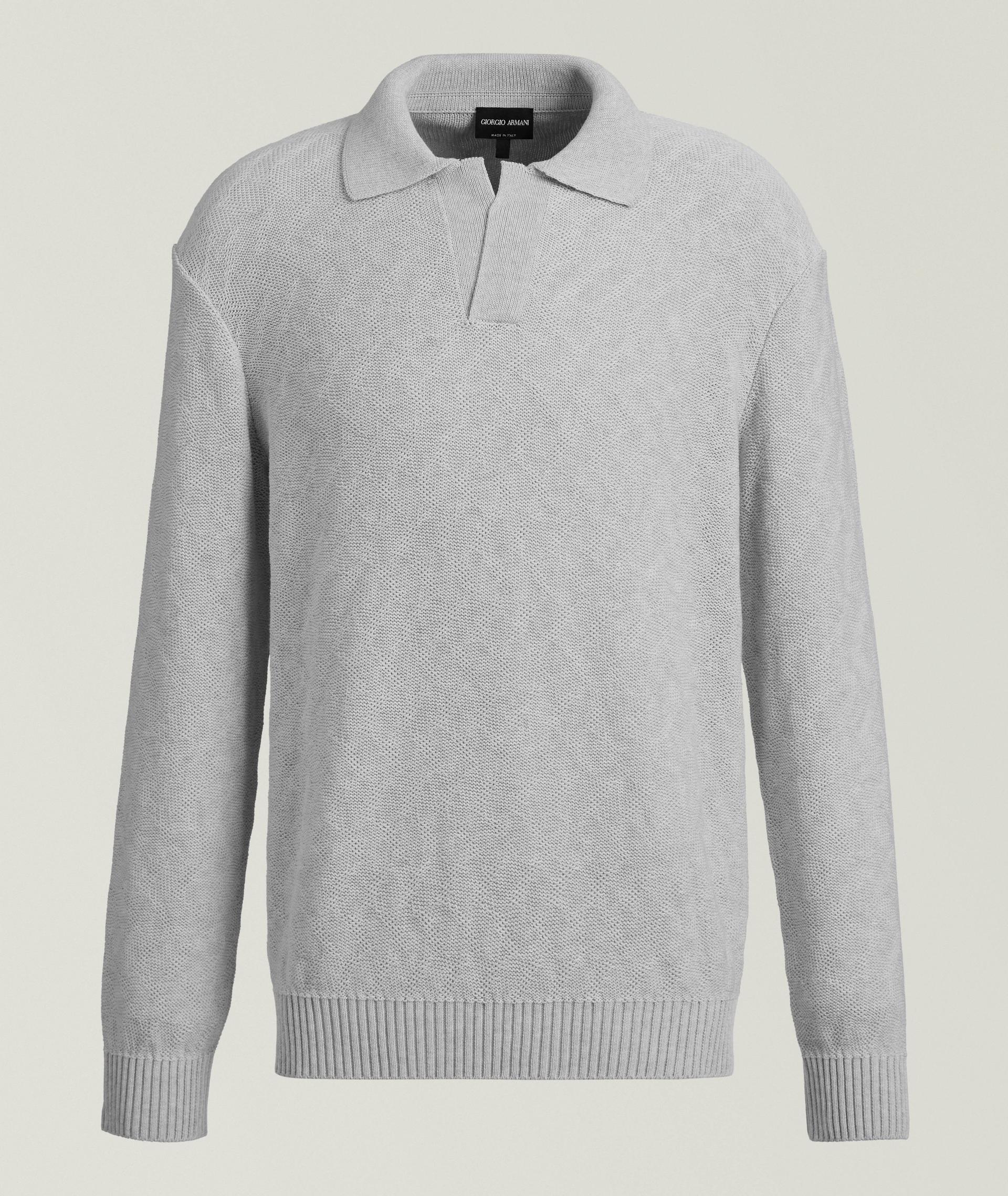 Polo en coton à motif chevrons jacquard image 0