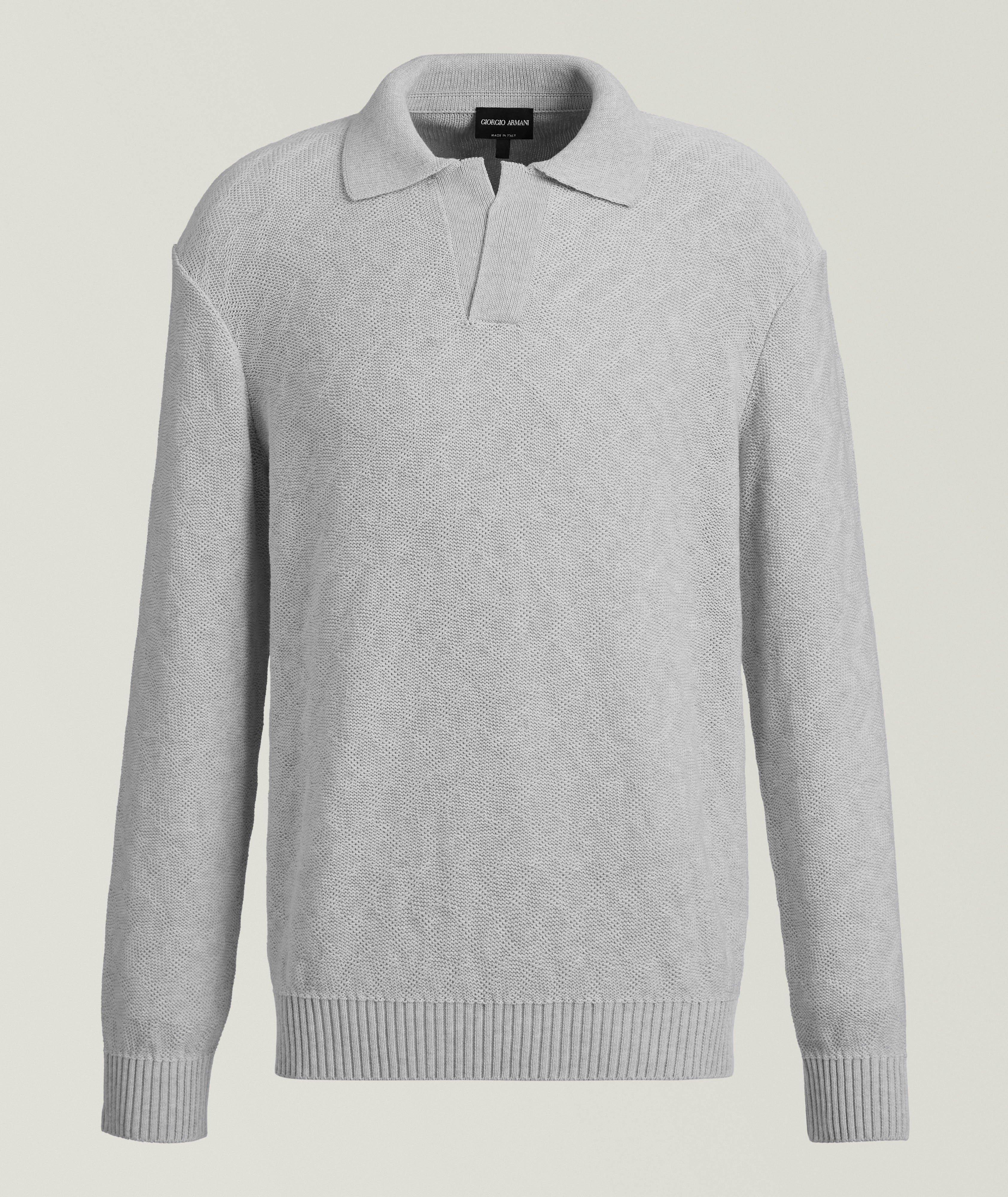 Polo en coton à motif chevrons jacquard image 0