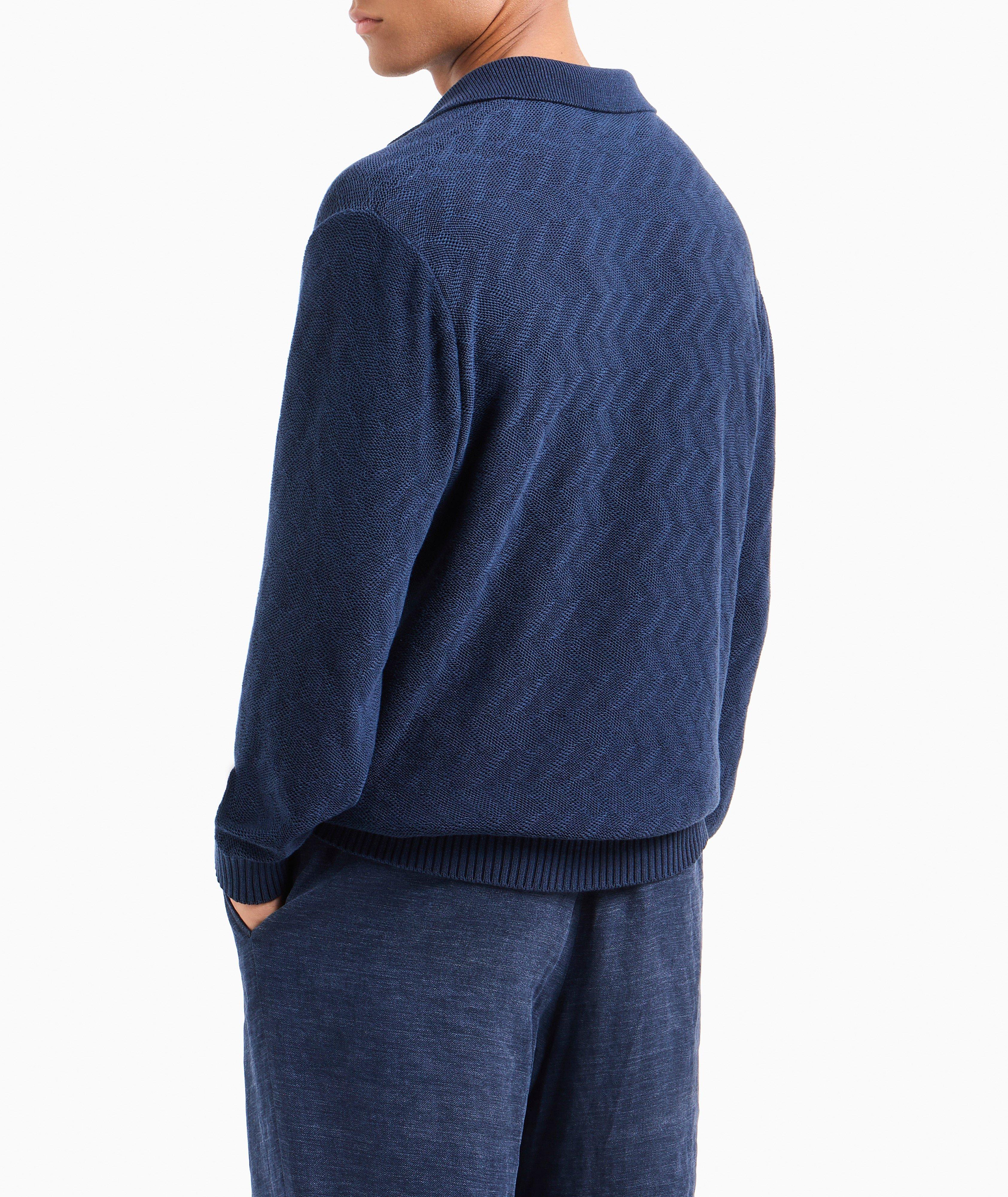 Pull polo en coton à motif chevrons jacquard image 2