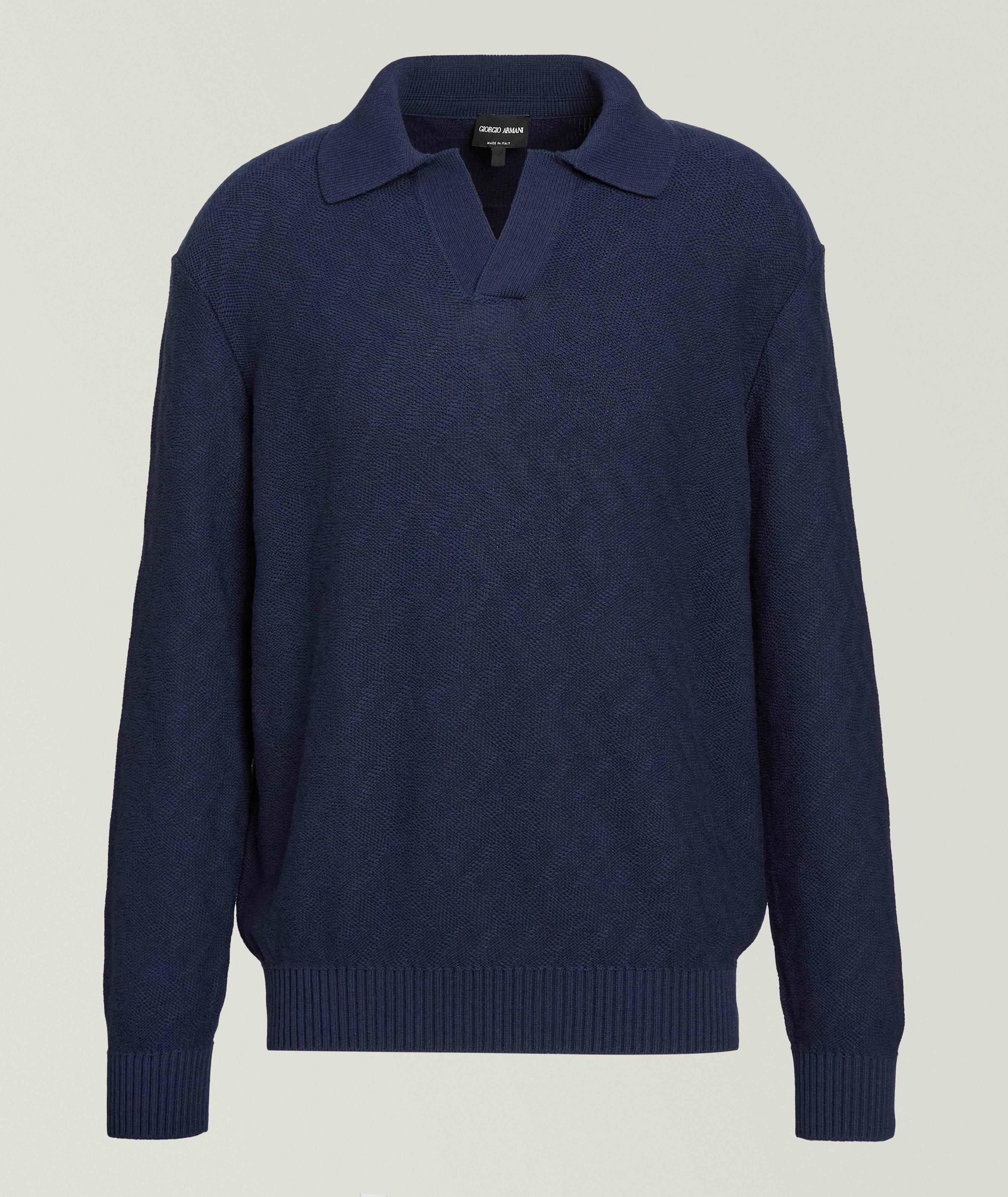 Jacquard Chevron Cotton Polo Sweater image 0
