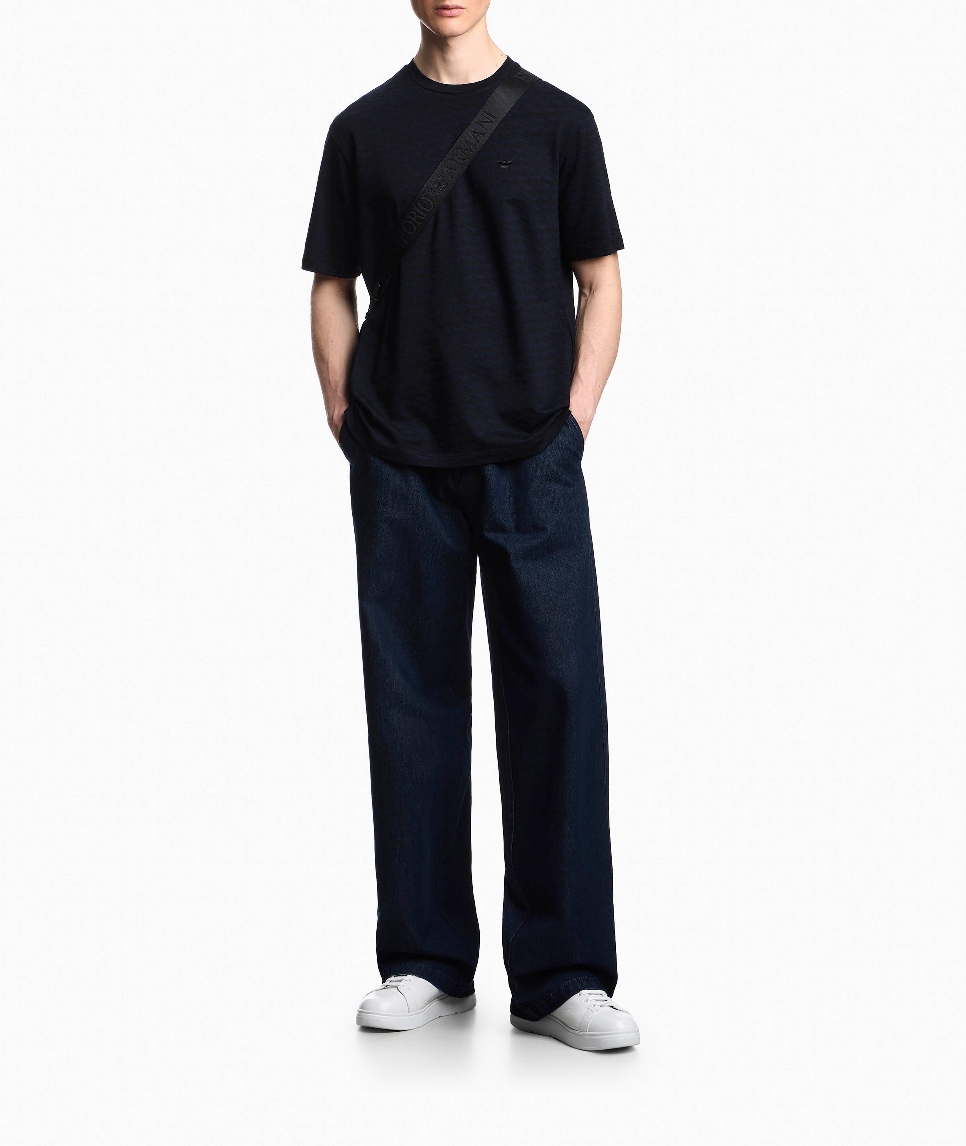 Optical Jacquard Cotton Crewneck T-Shirt image 4