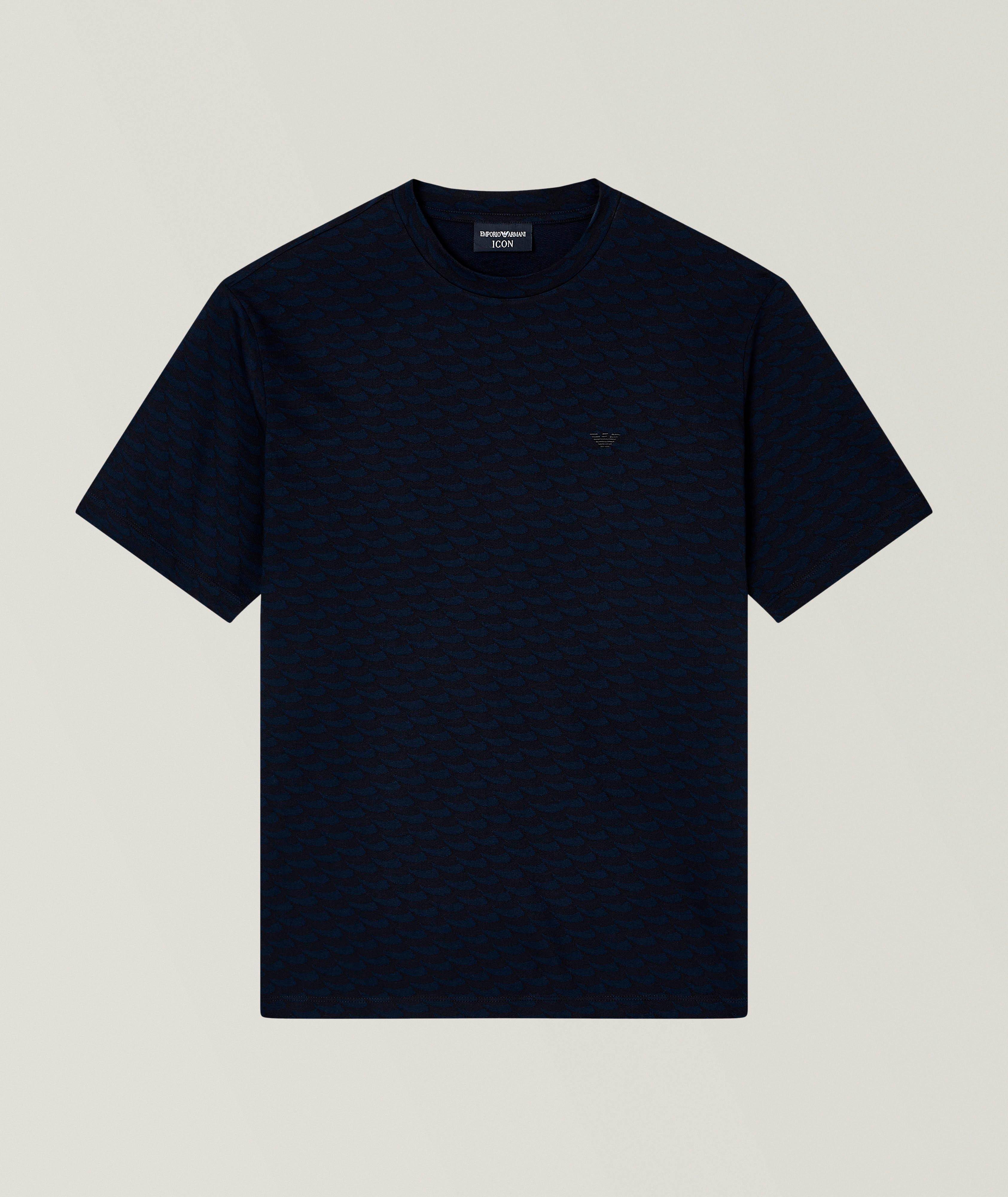 Optical Jacquard Cotton Crewneck T-Shirt image 0