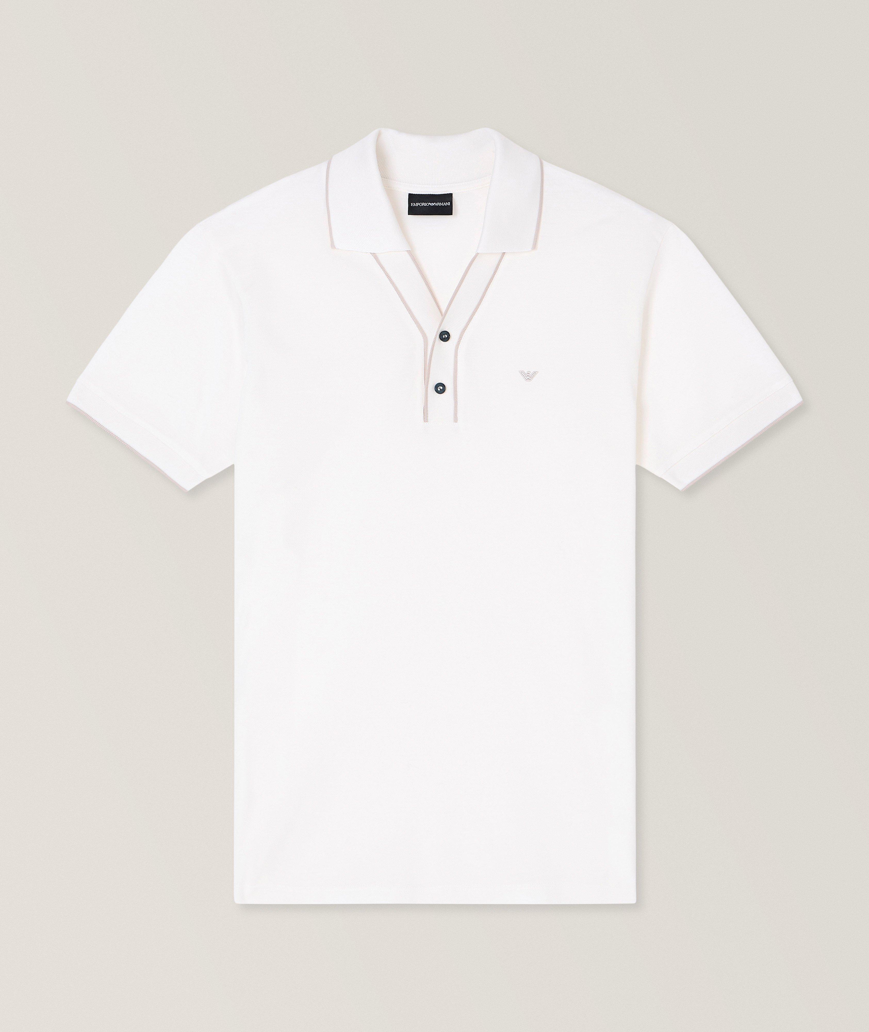 Polo en piqué de coton à détail contrastant image 0