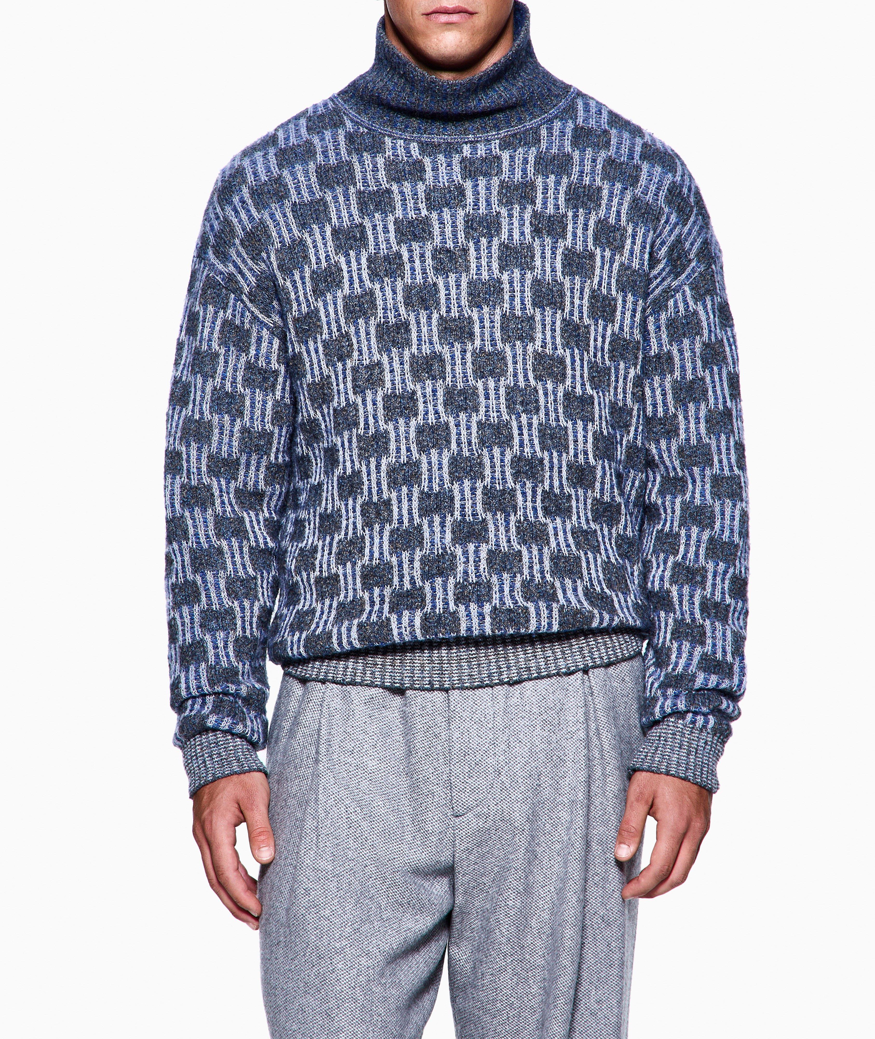 Patterned Knit Turtleneck Sweater image 1