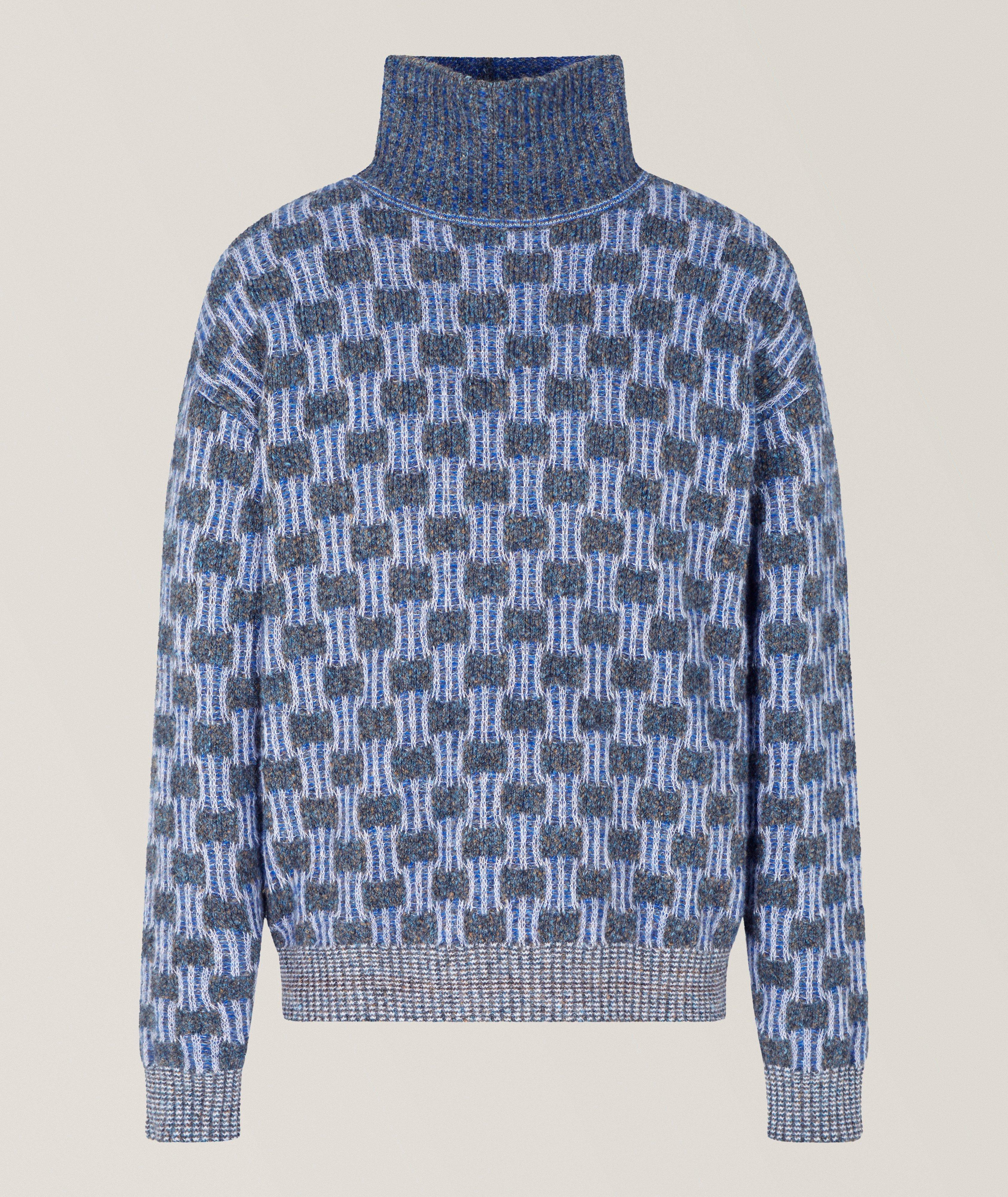Patterned Knit Turtleneck Sweater image 0