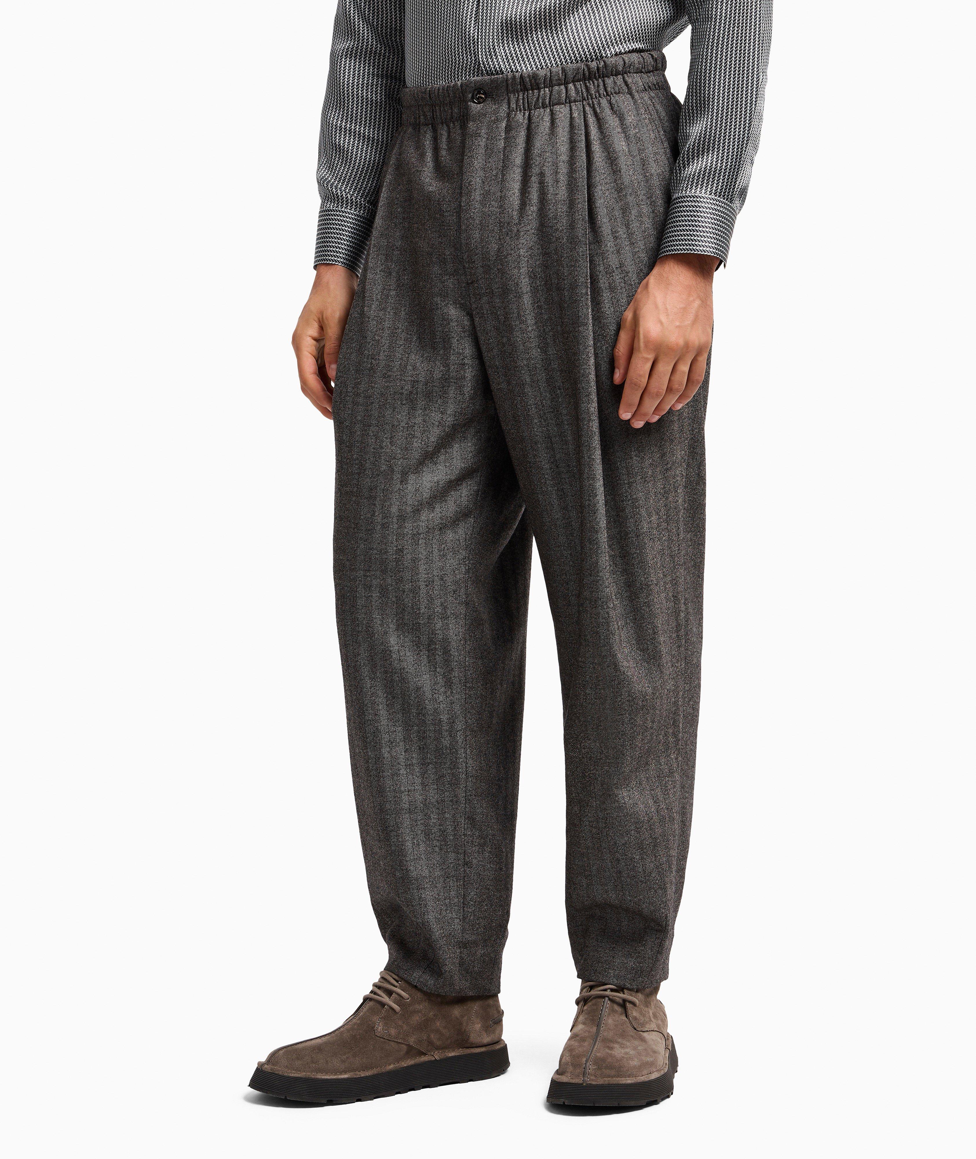 Herringbone Wool-Blend Tapered Pants image 1