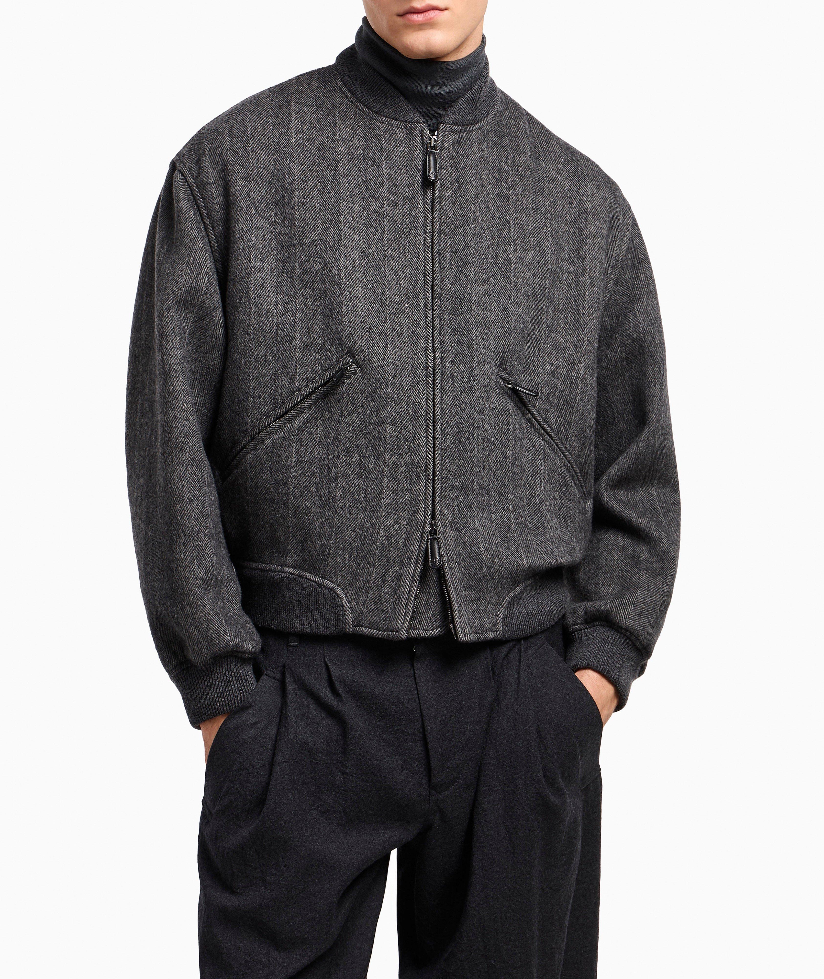 Herringbone Cashmere Bomber Jacket  image 1