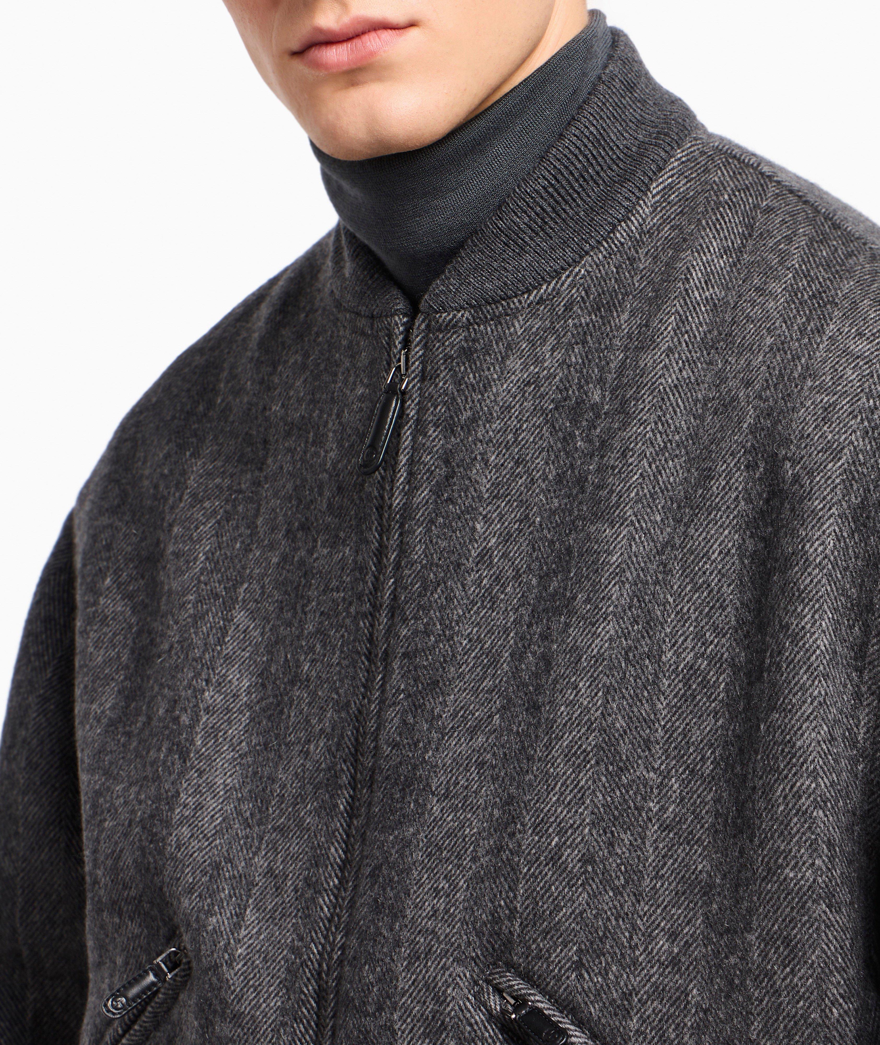 Herringbone Cashmere Bomber Jacket  image 3