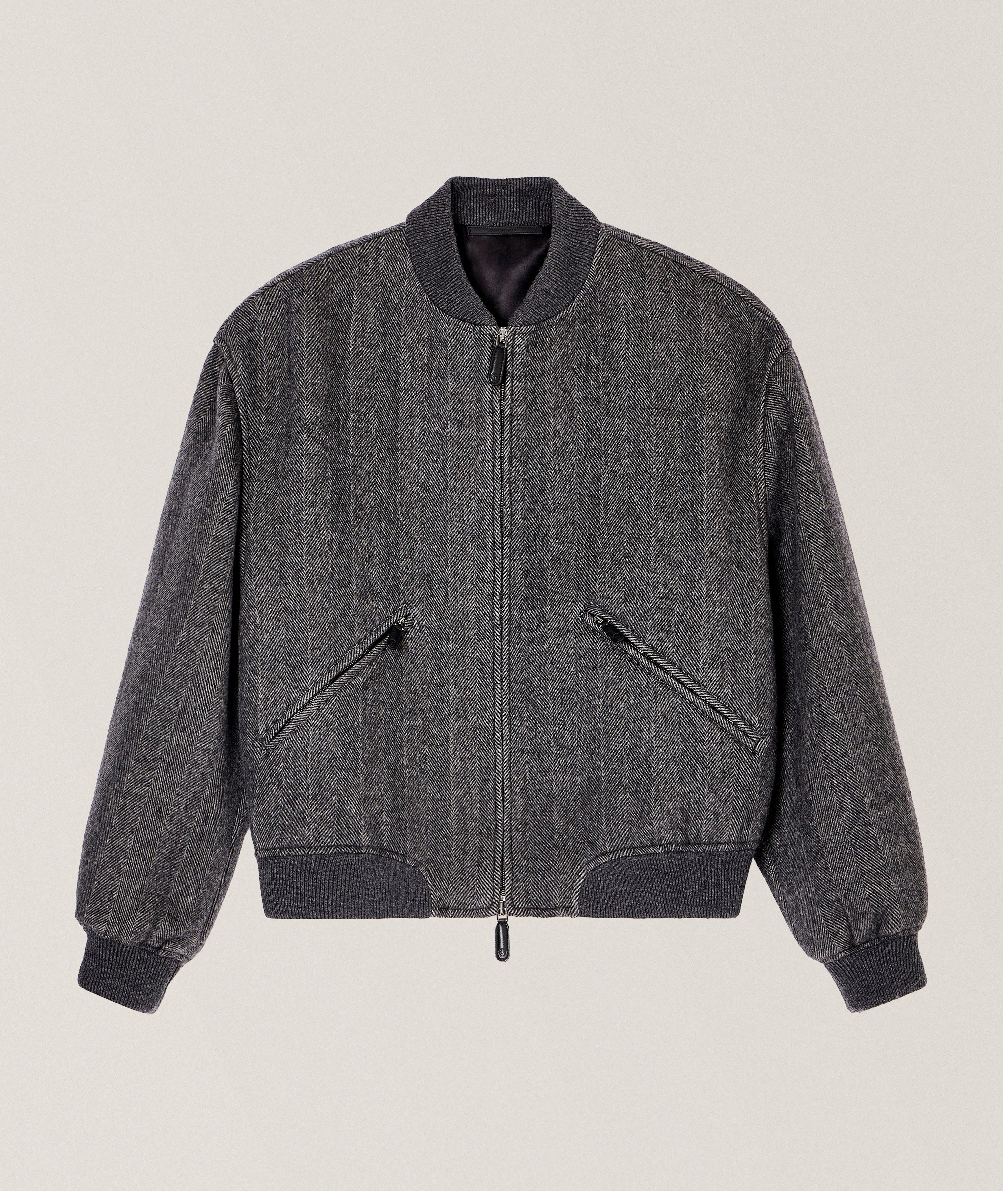 Herringbone Cashmere Bomber Jacket  image 0
