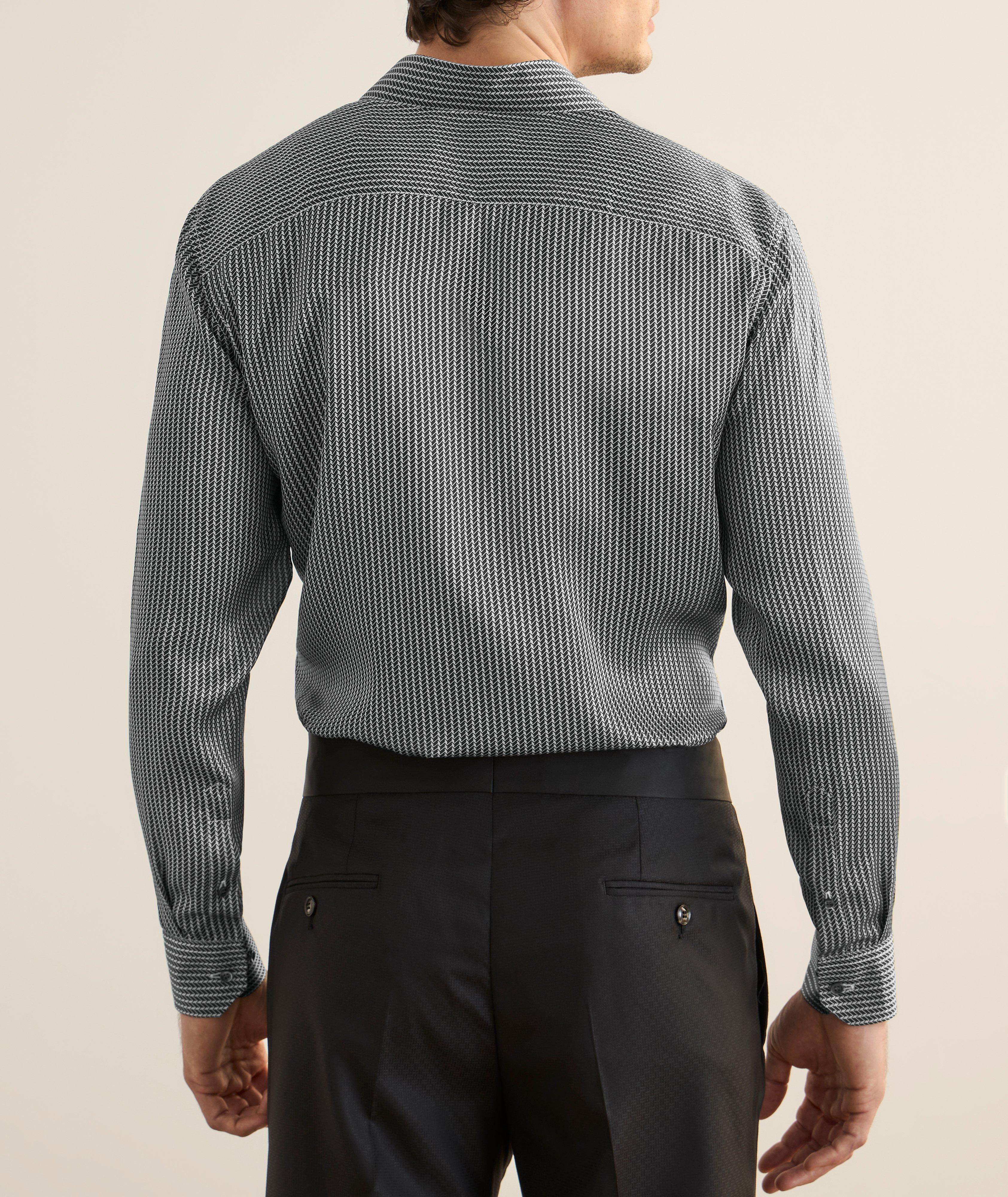 Two-Tone Geometric Silk Shirt image 2
