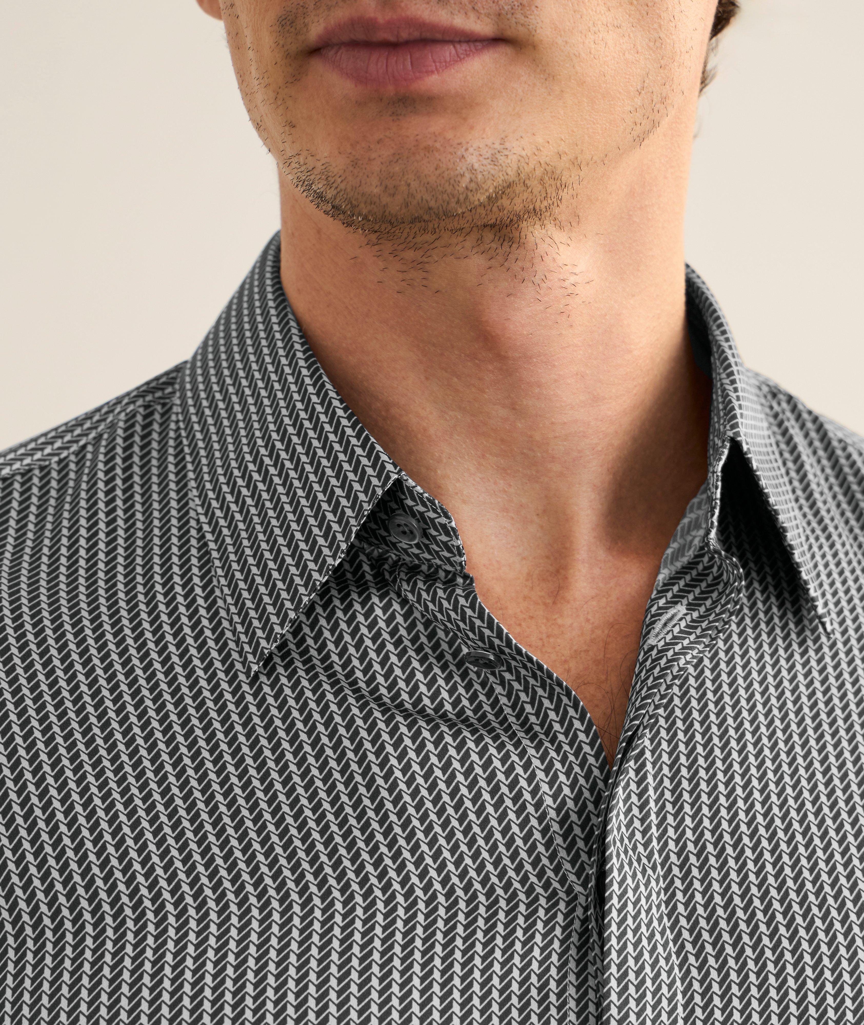 Two-Tone Geometric Silk Shirt image 3