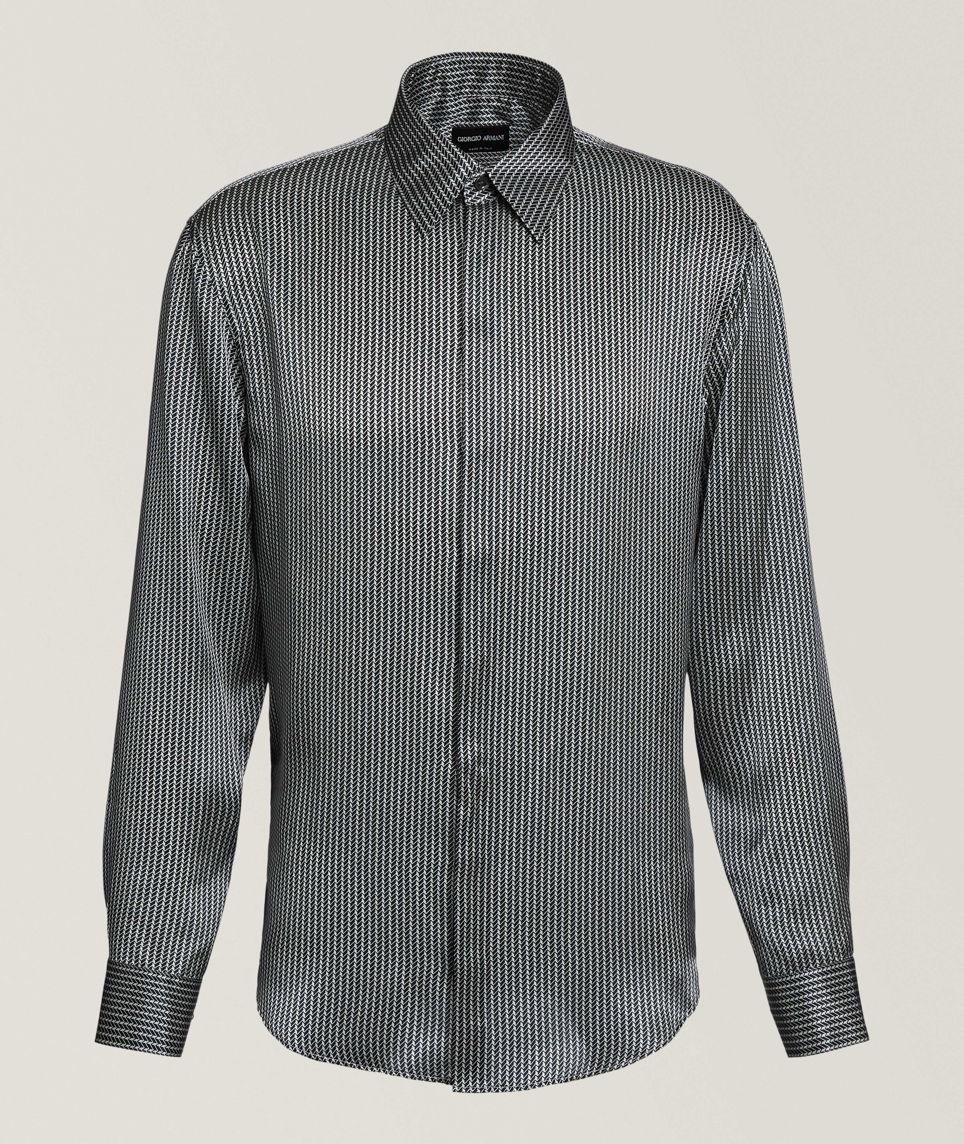Two-Tone Geometric Silk Shirt image 0