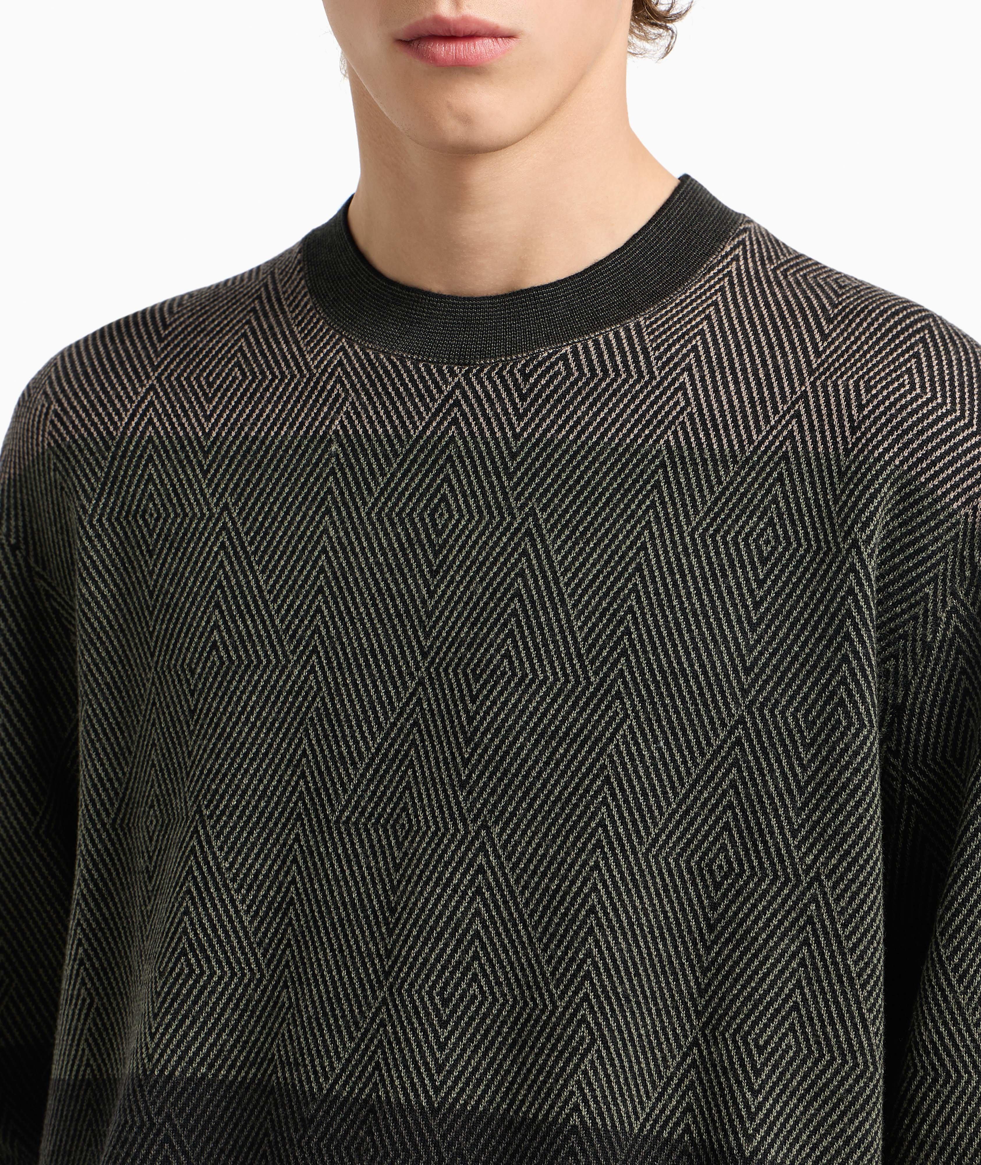 Jacquard Op-Art Virgin Wool Sweater image 3
