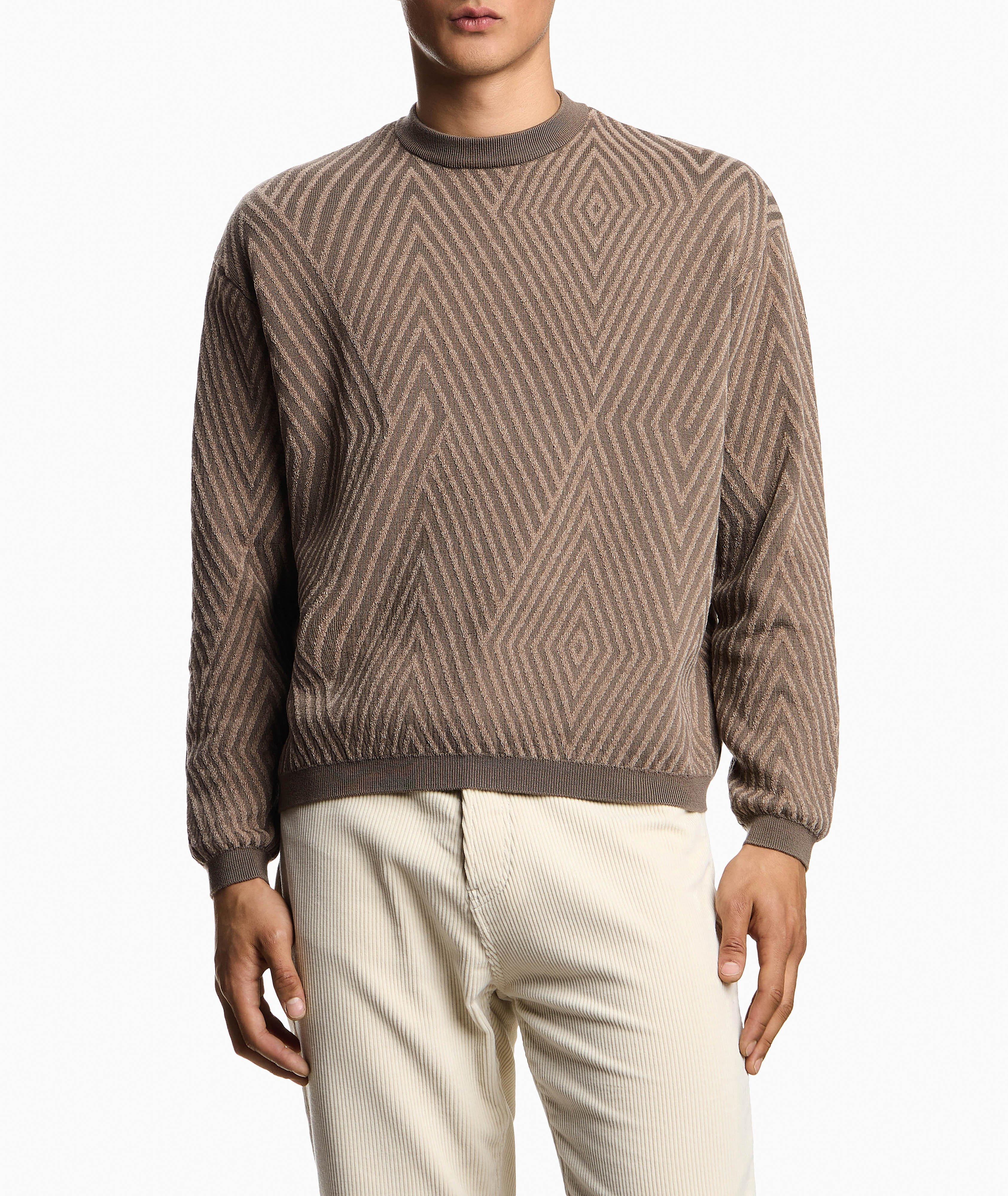 Jacquard Op-Art Virgin Wool-Blend Sweater image 1