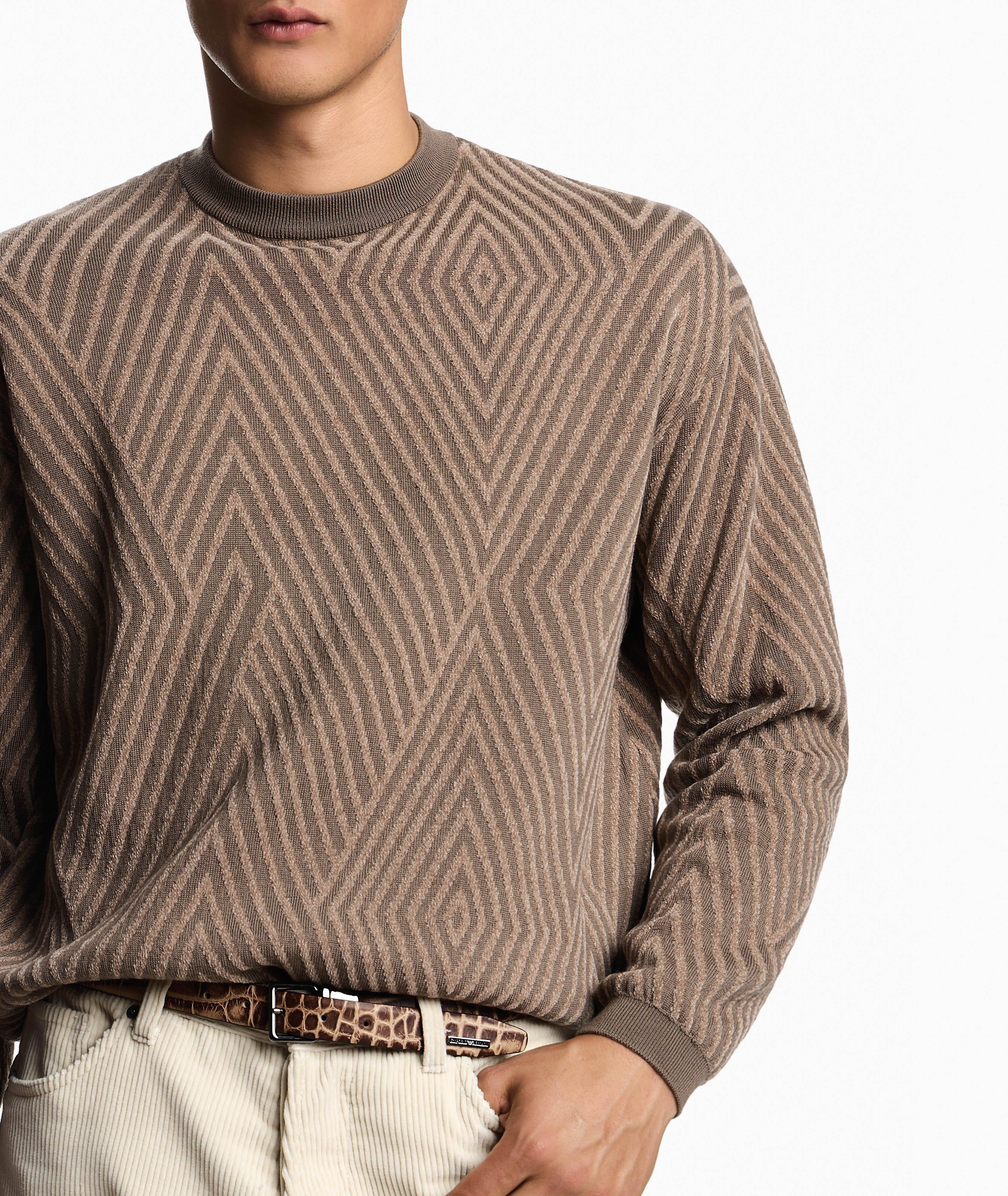 Jacquard Op-Art Virgin Wool-Blend Sweater image 3