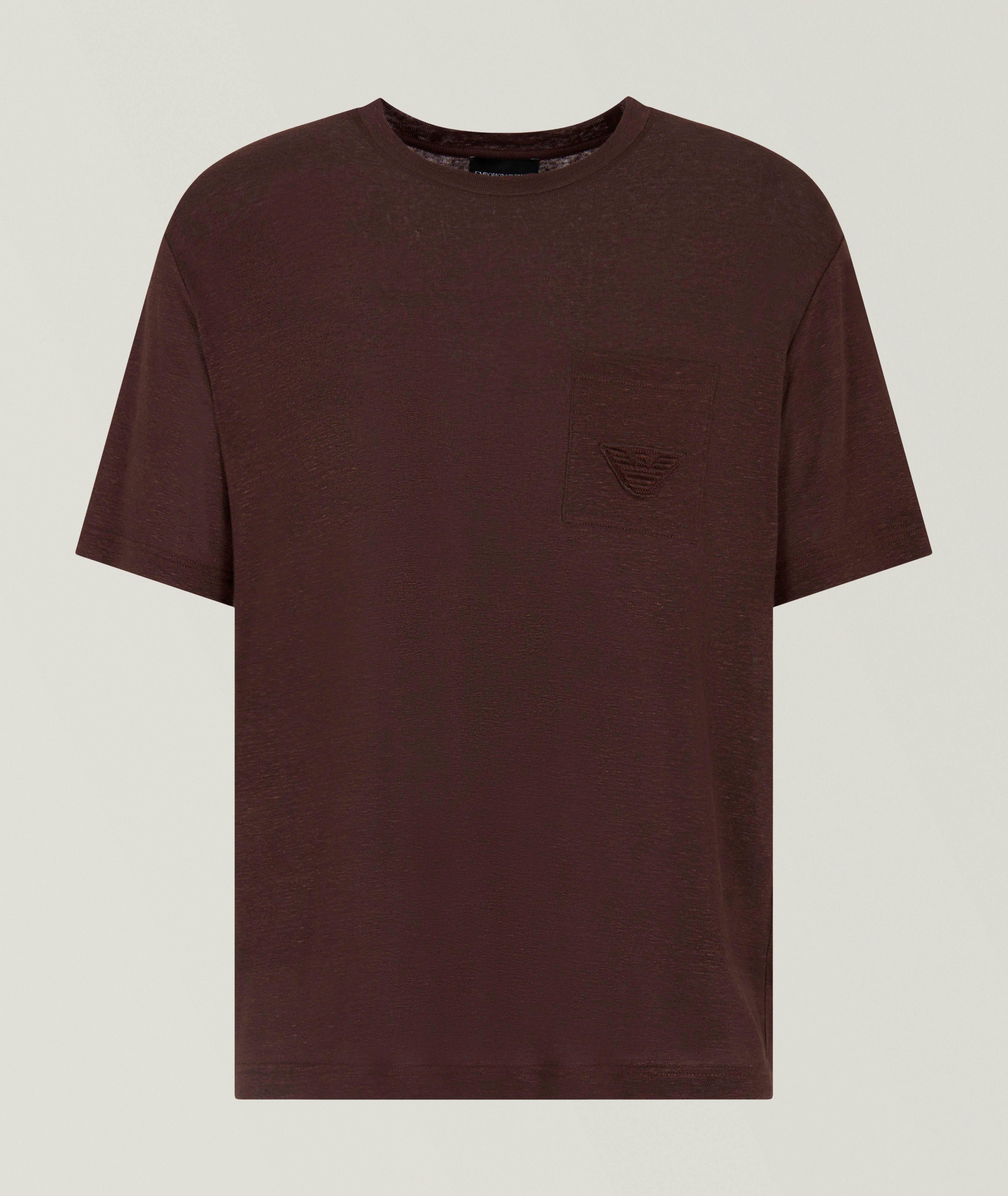 T-shirt en lin extensible à poche de poitrine image 0