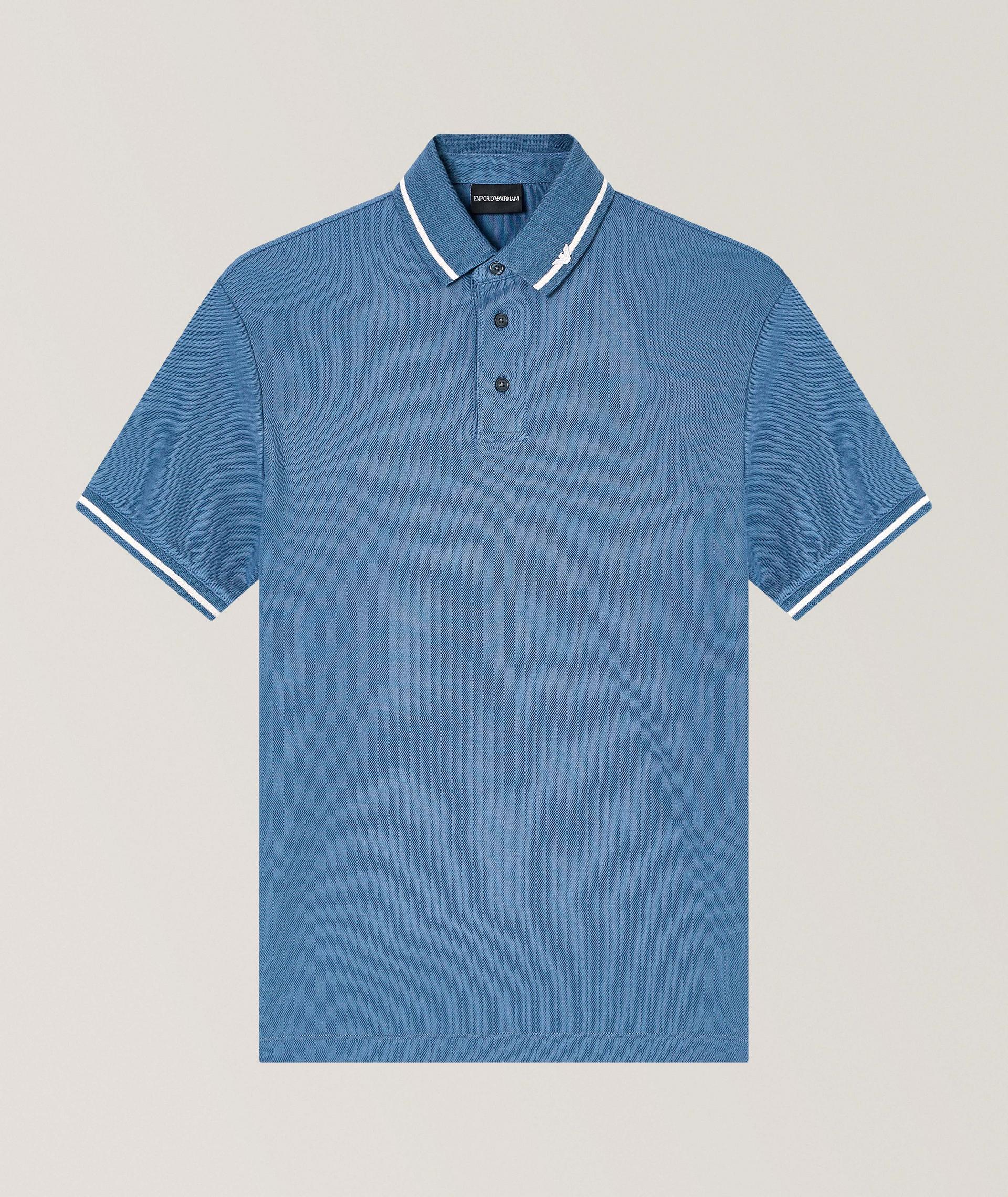 Polo en piqué de coton à garniture contrastante image 0