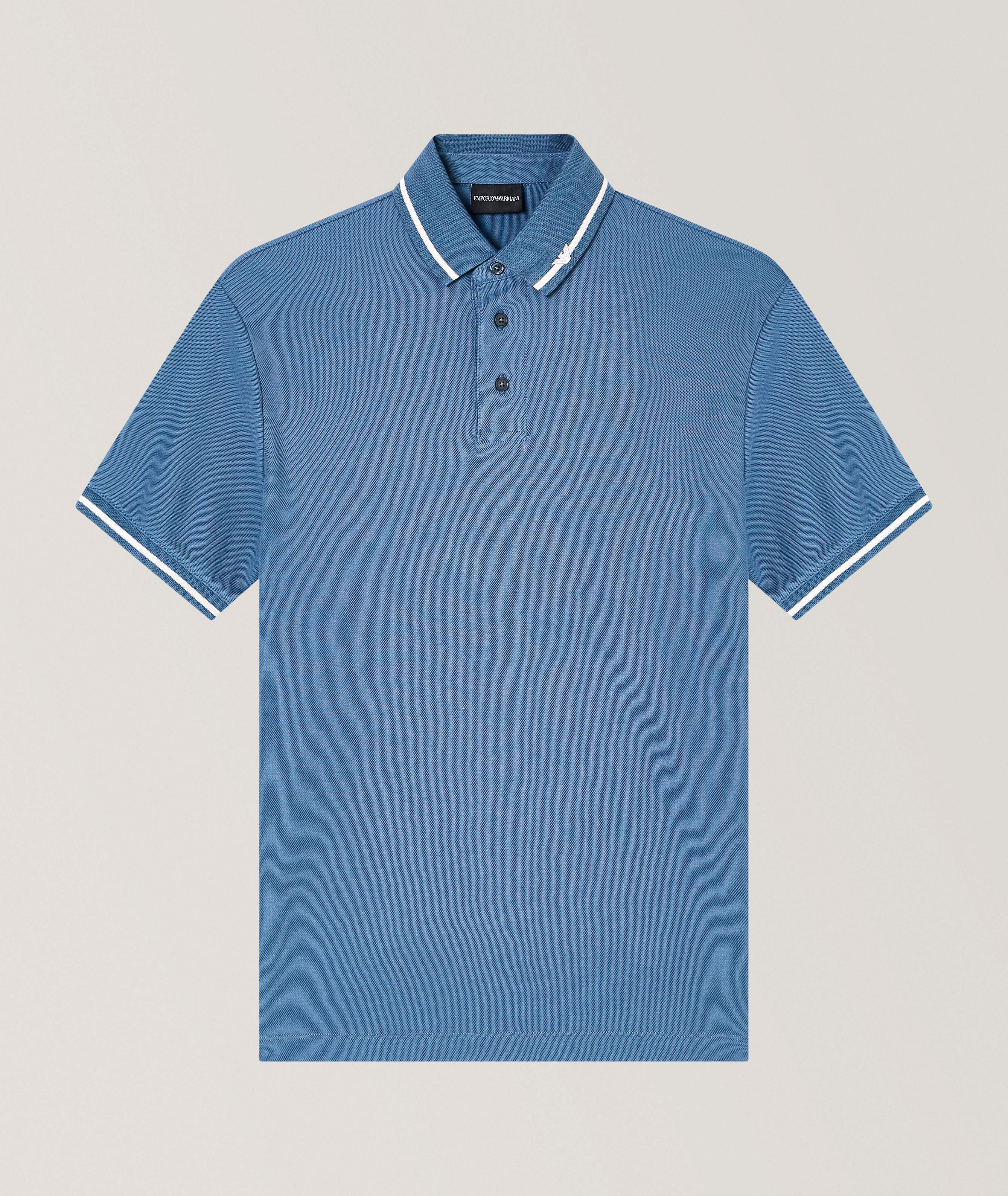 Polo en piqué de coton à garniture contrastante image 0