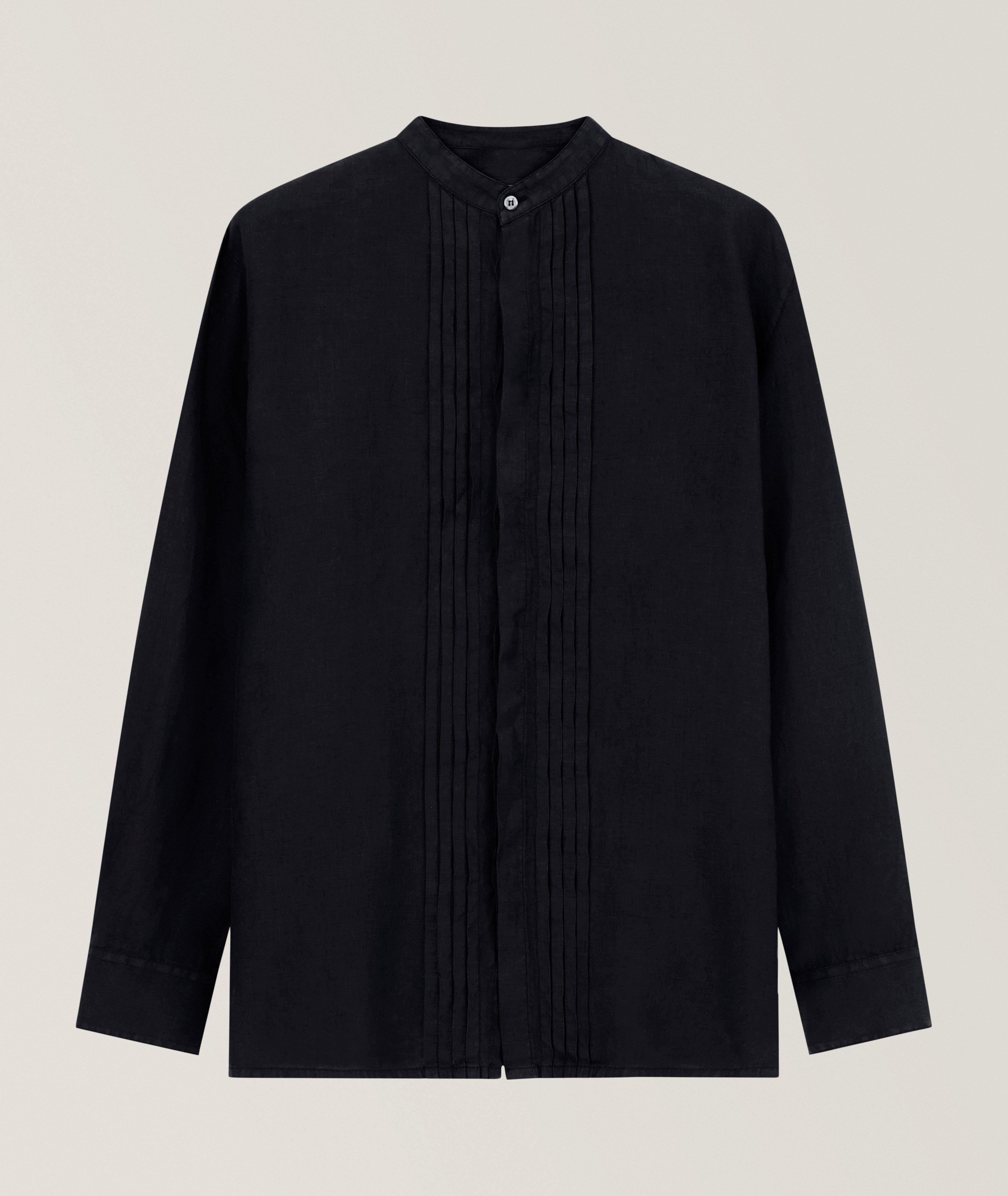 Garment-Dyed Pleated Linen Shirt image 0