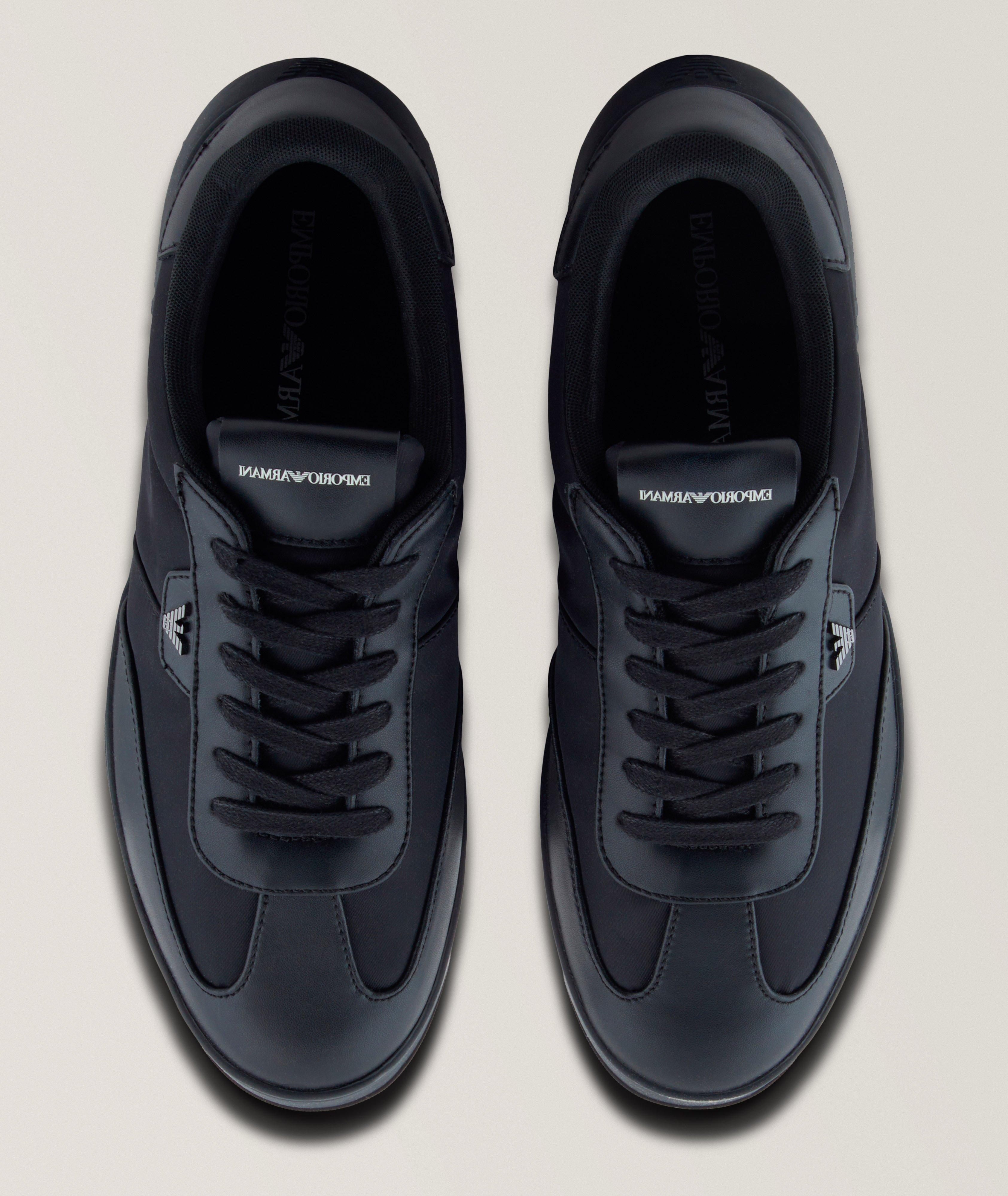 Low-Top Nylon 
Leather Sneakers image 1