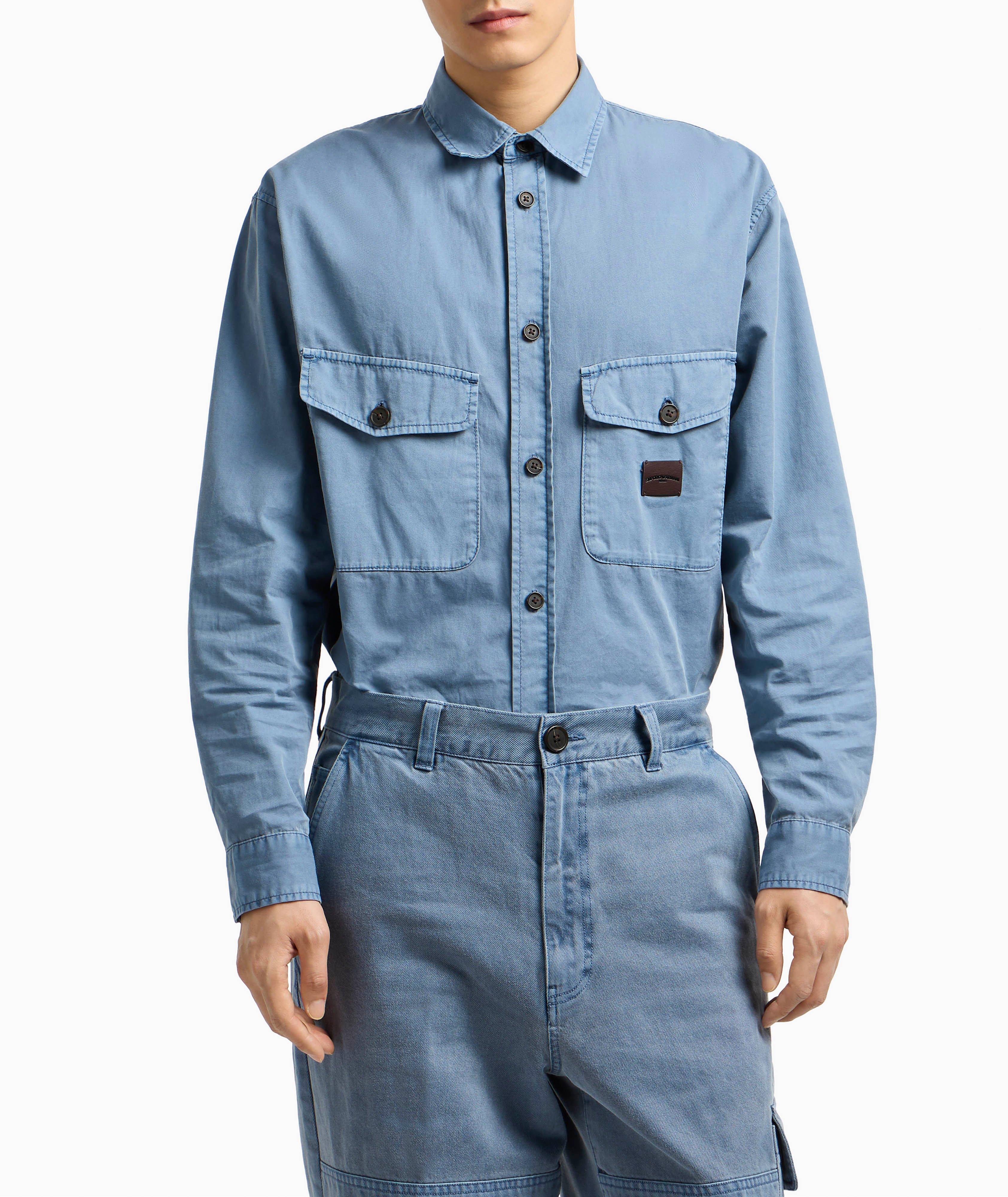Chemise en denim de coton délavé image 1