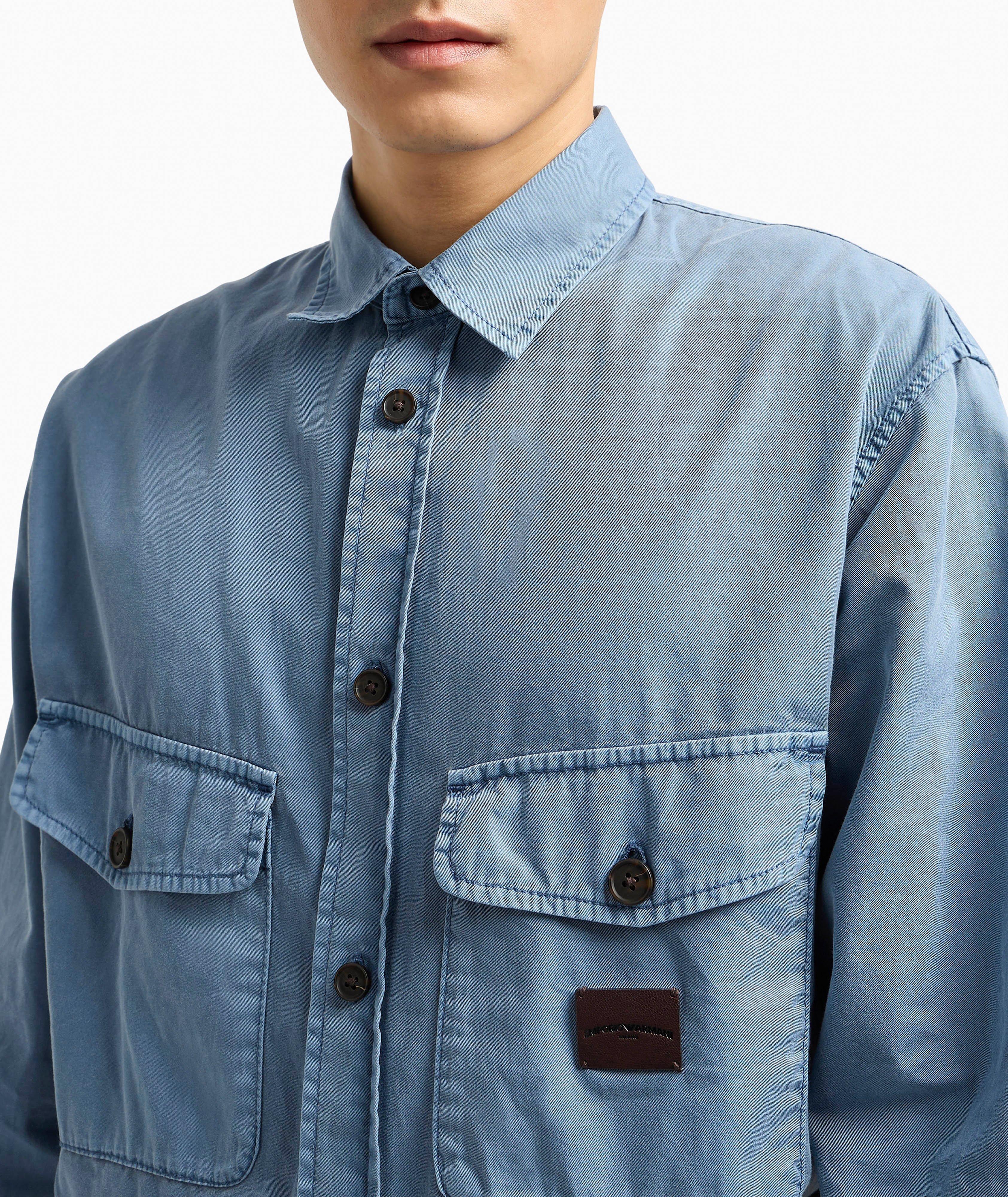 Chemise en denim de coton délavé image 3