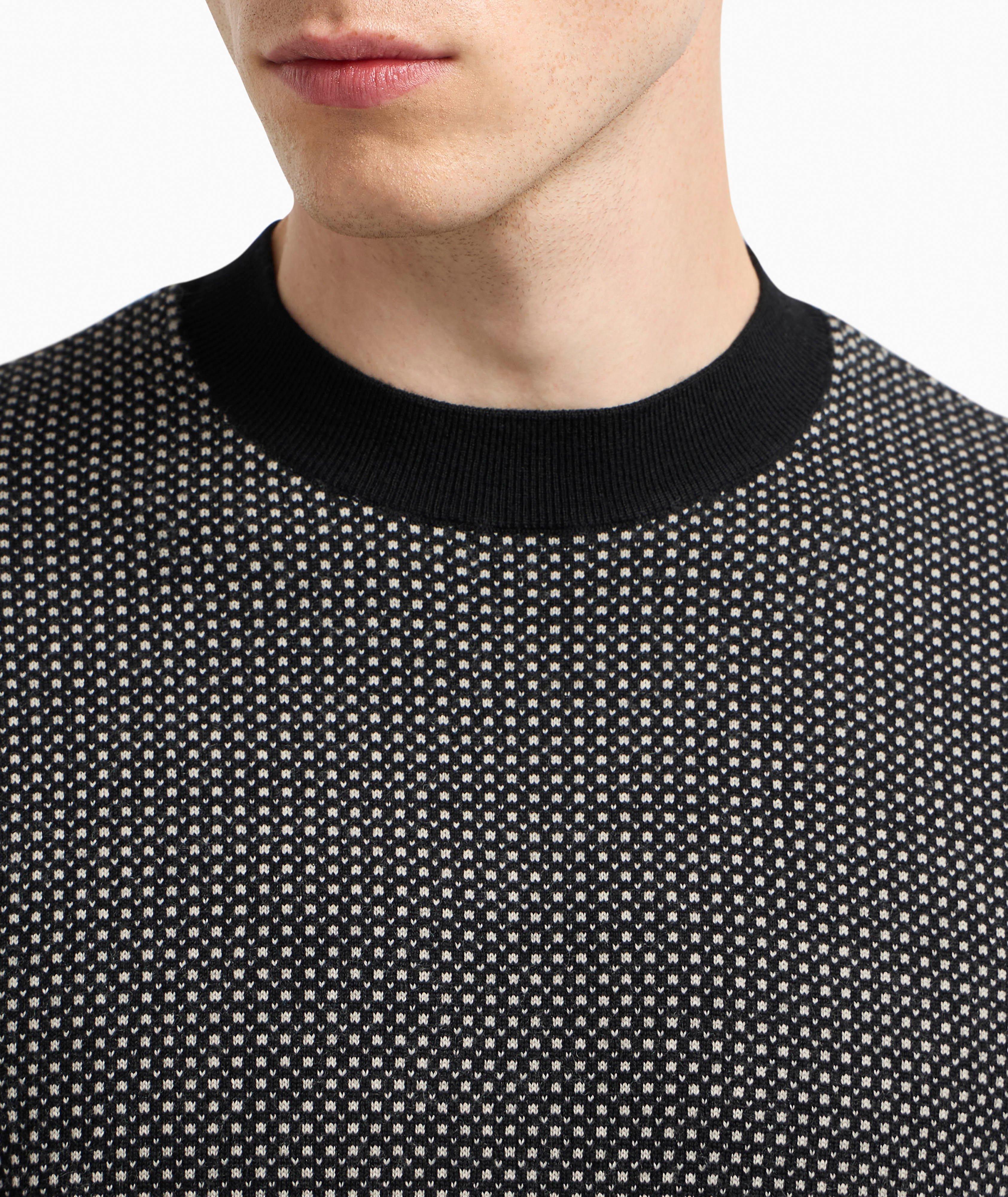 Jacquard Virgin Wool Short-Sleeve Sweater image 3