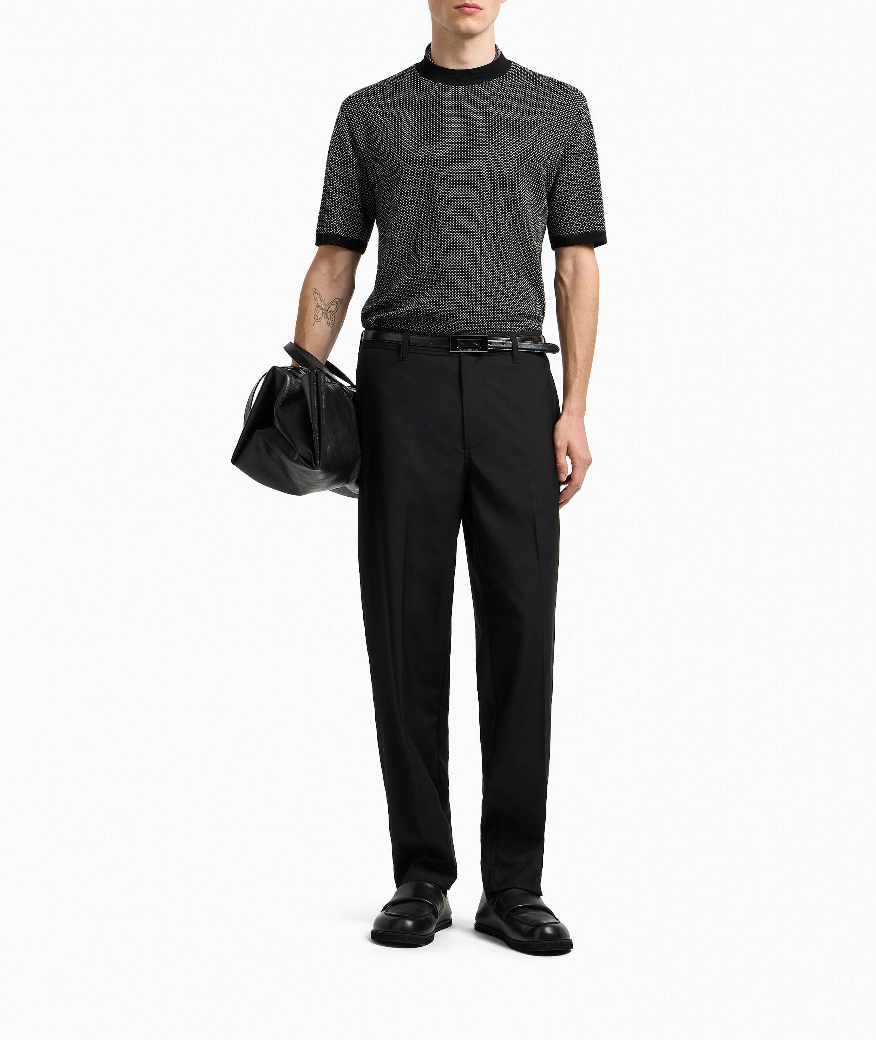 Jacquard Virgin Wool Short-Sleeve Sweater image 4