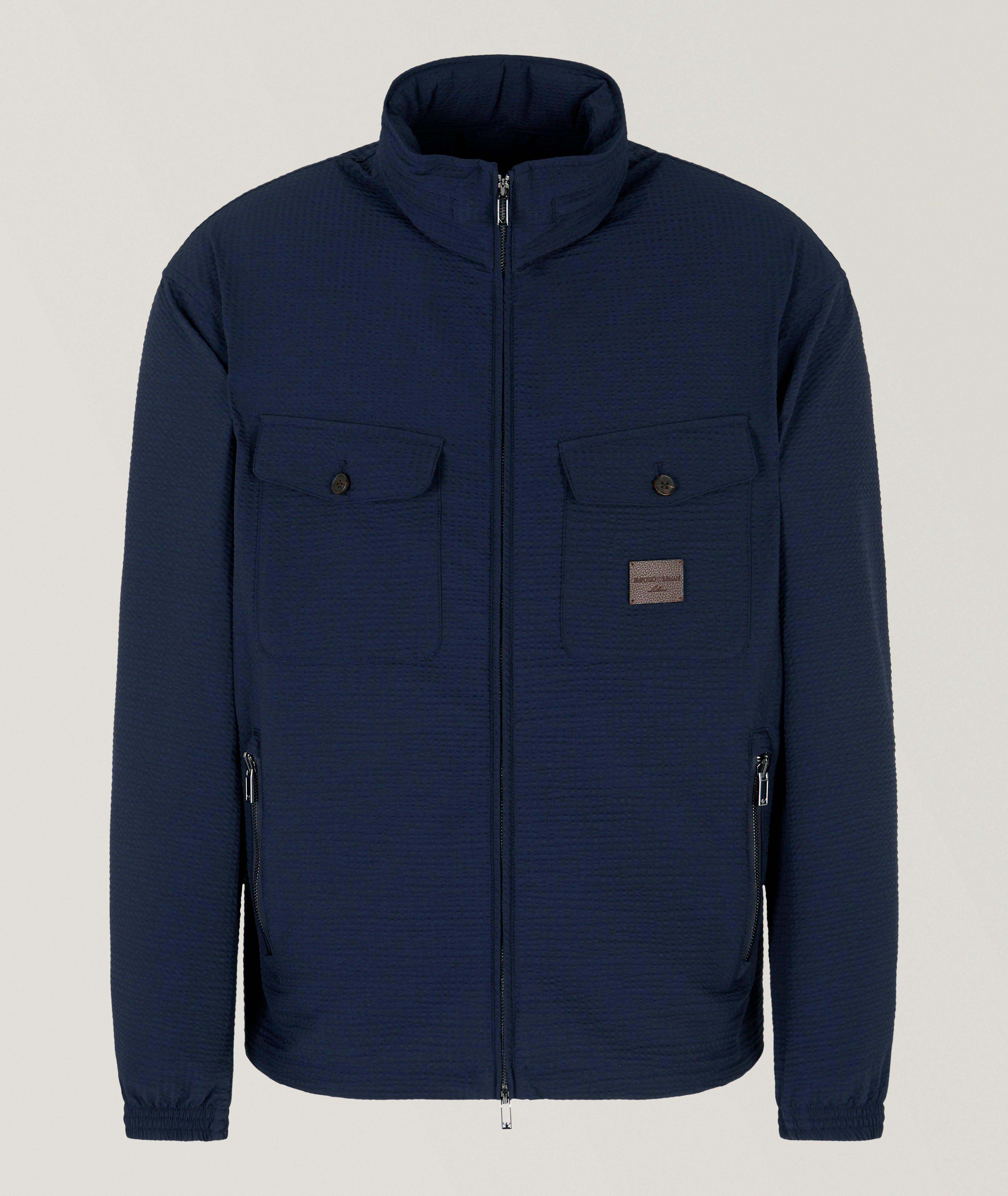 Blouson en toile seersucker à glissière image 0