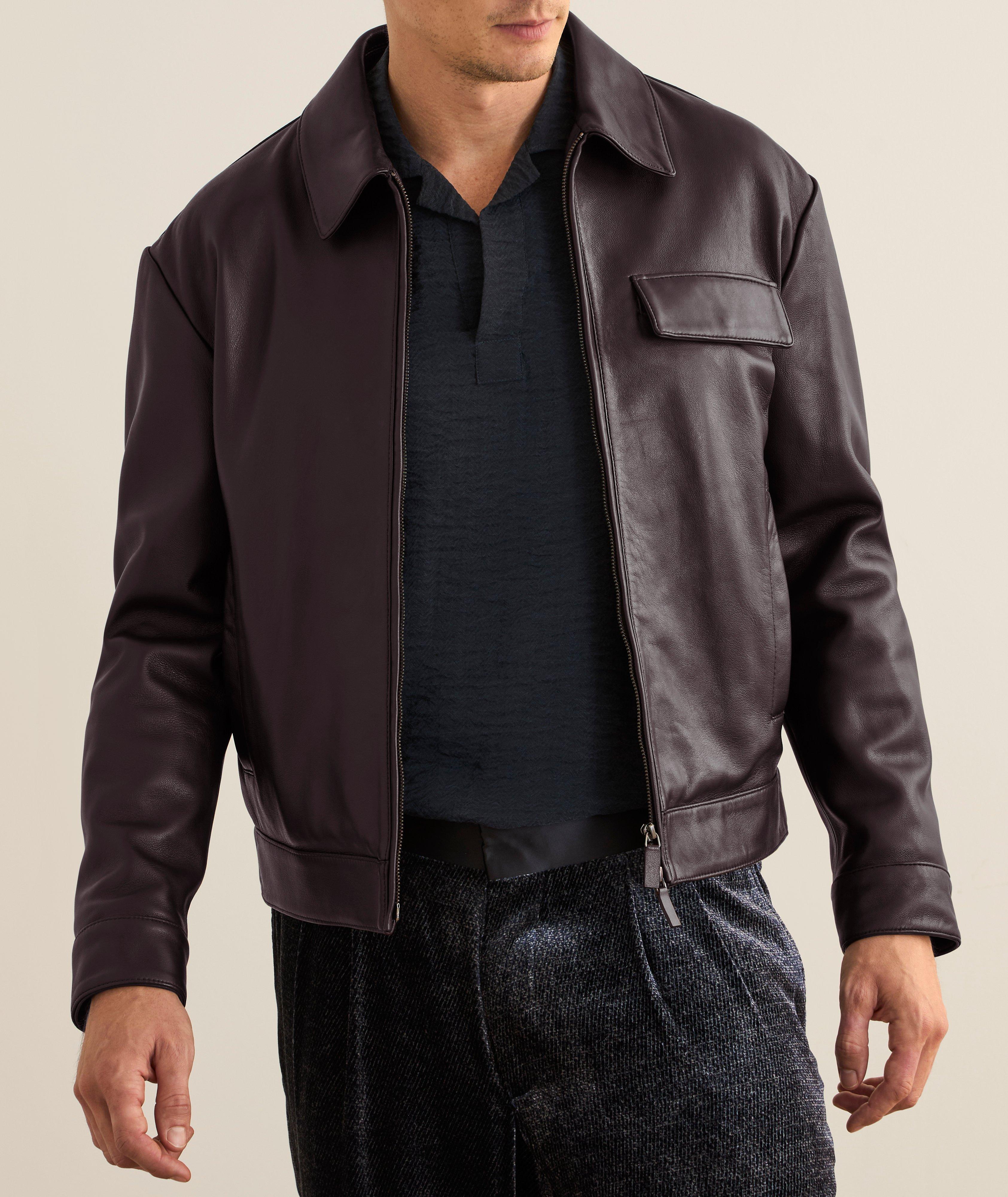 Blouson en cuir nappa plongé d’agneau image 1