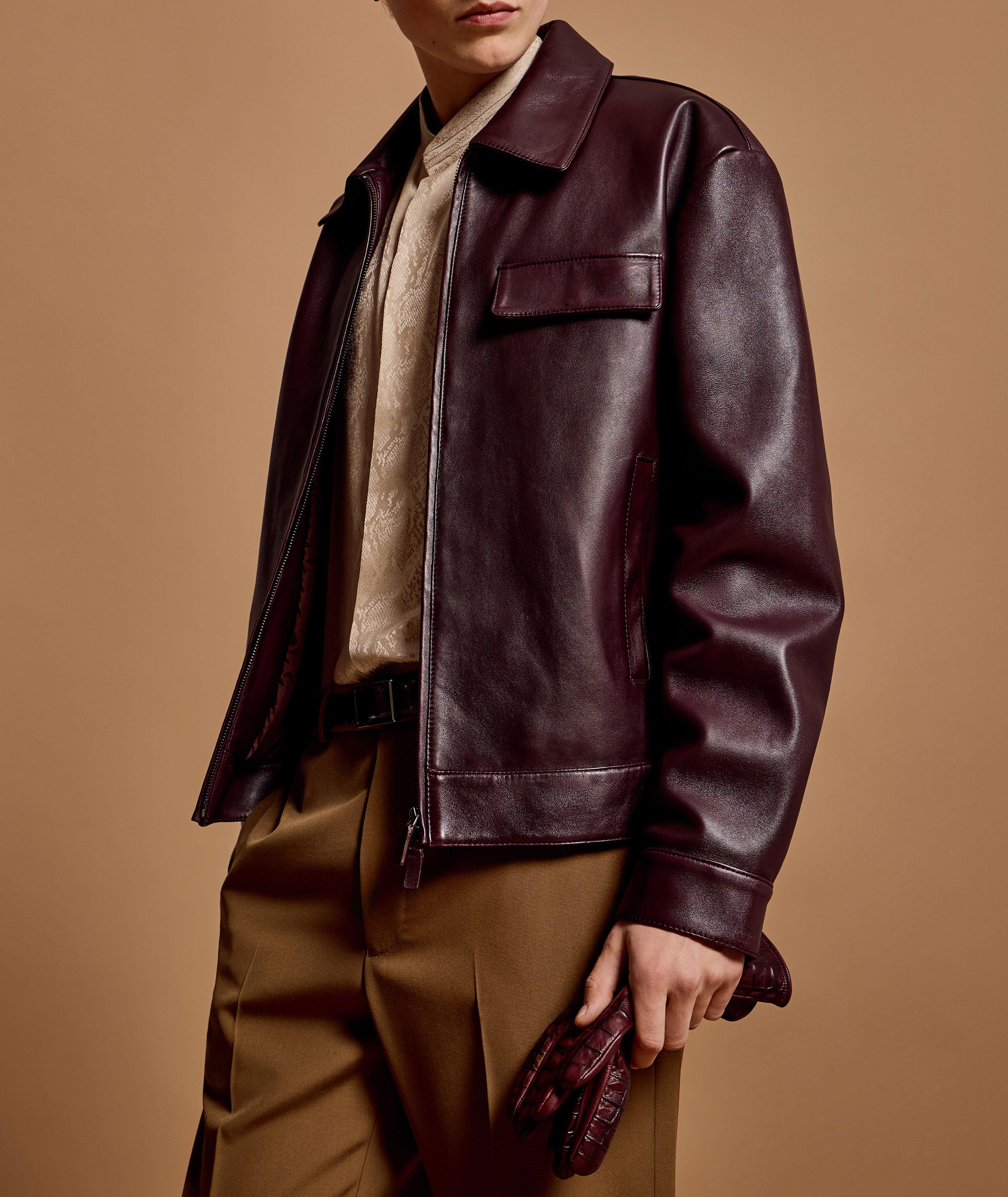 Blouson en cuir nappa plongé d’agneau image 5
