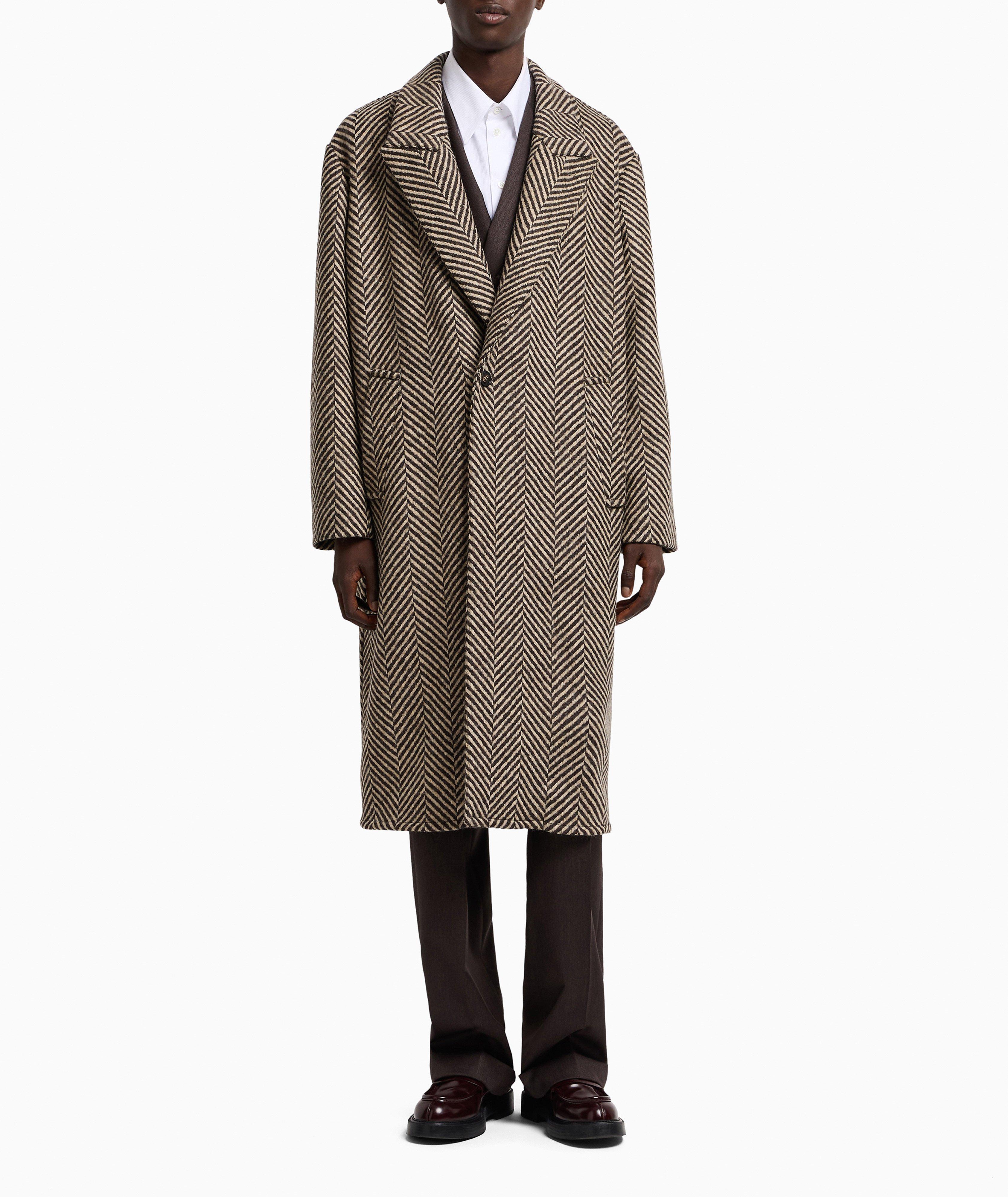 Single-Breasted Herringbone Wool Tweed Coat image 1
