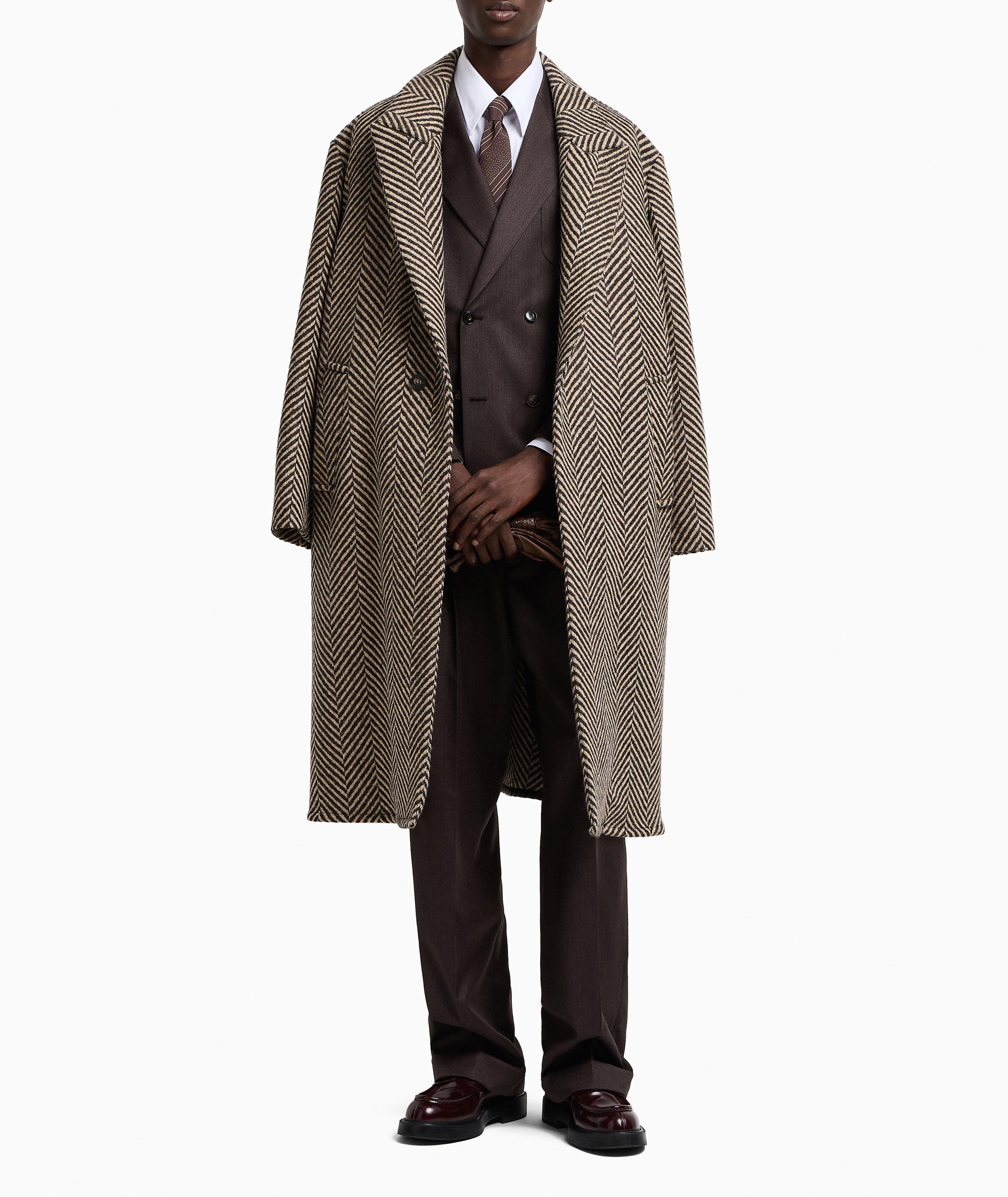 Single-Breasted Herringbone Wool Tweed Coat image 4