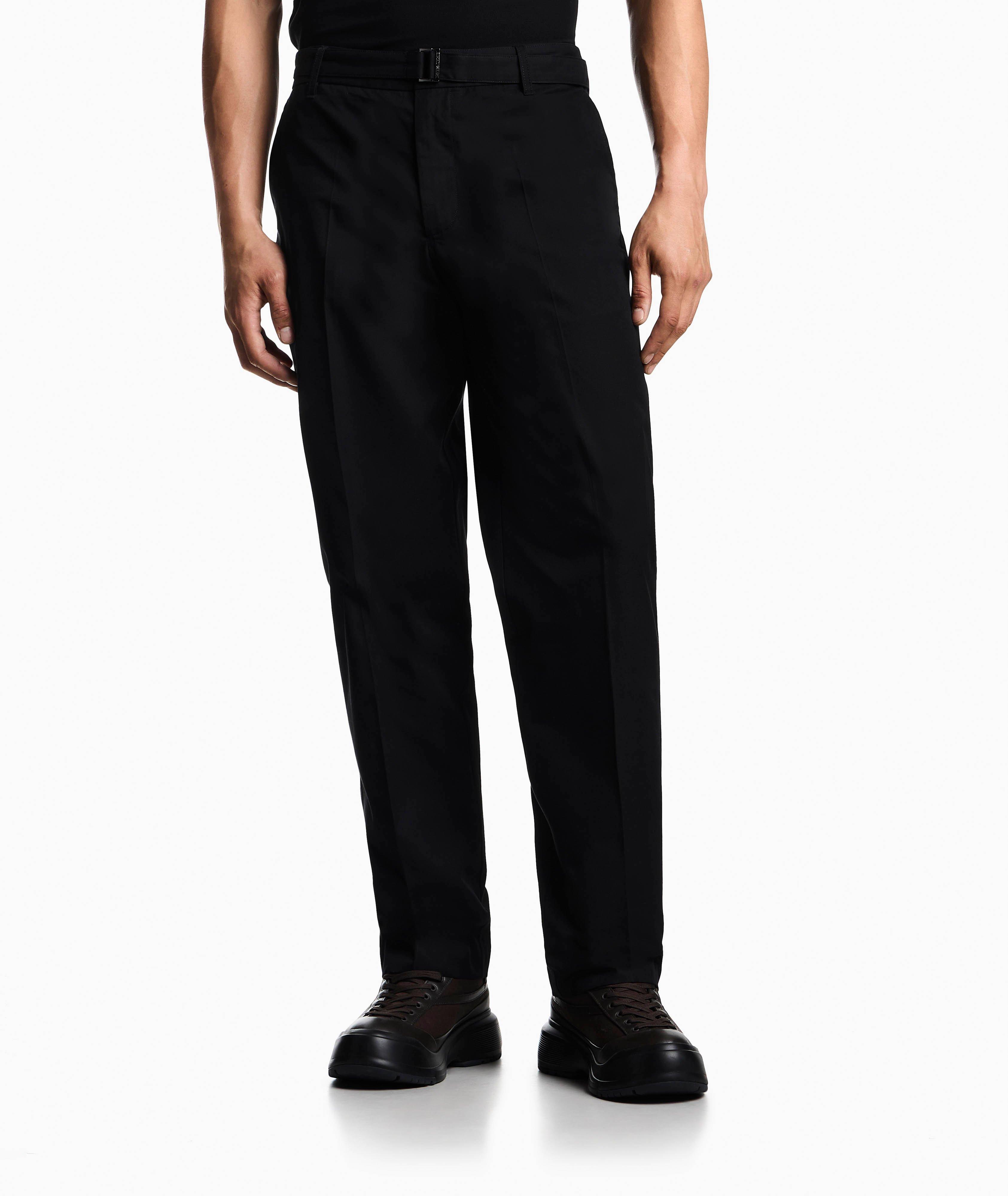 Pantalon habillé ceinturé en coton et en soie image 1