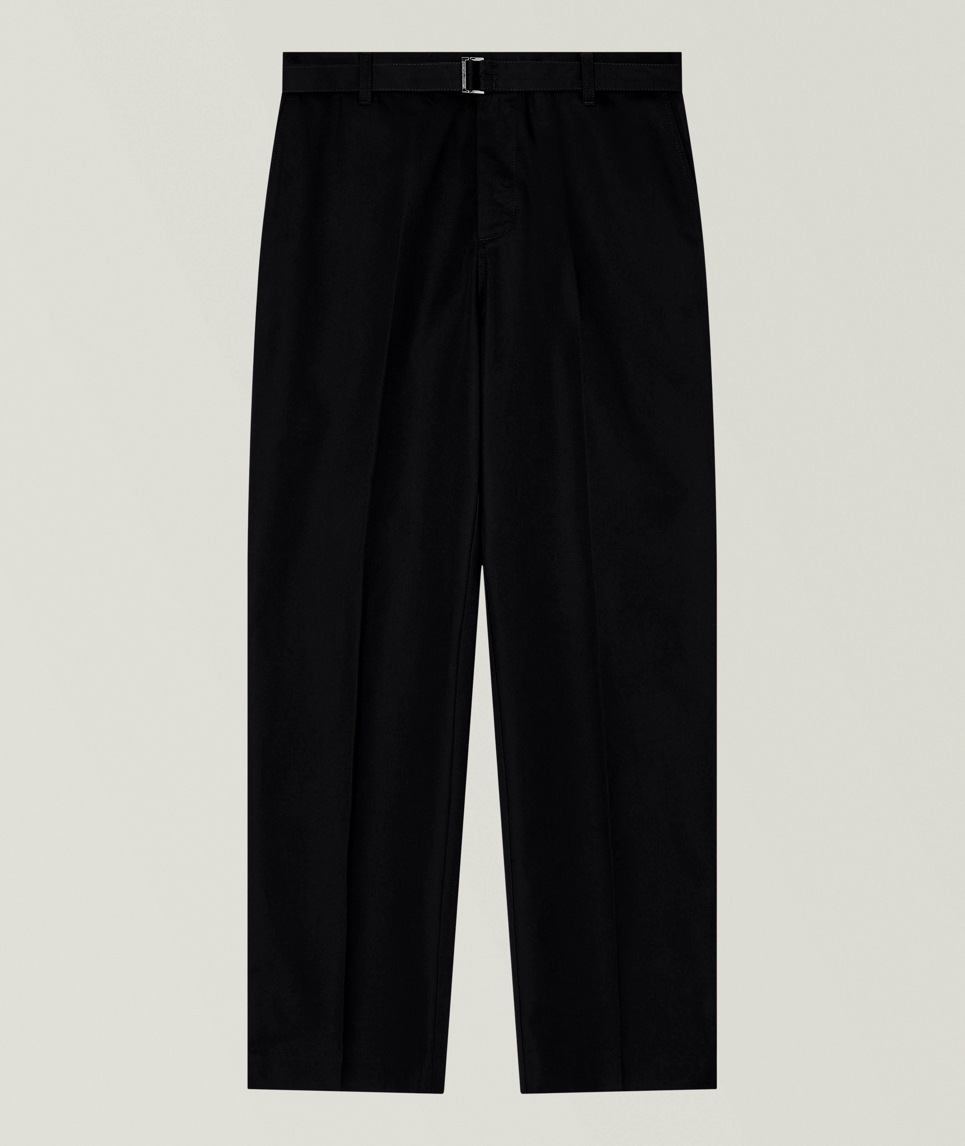 Pantalon habillé ceinturé en coton et en soie image 0