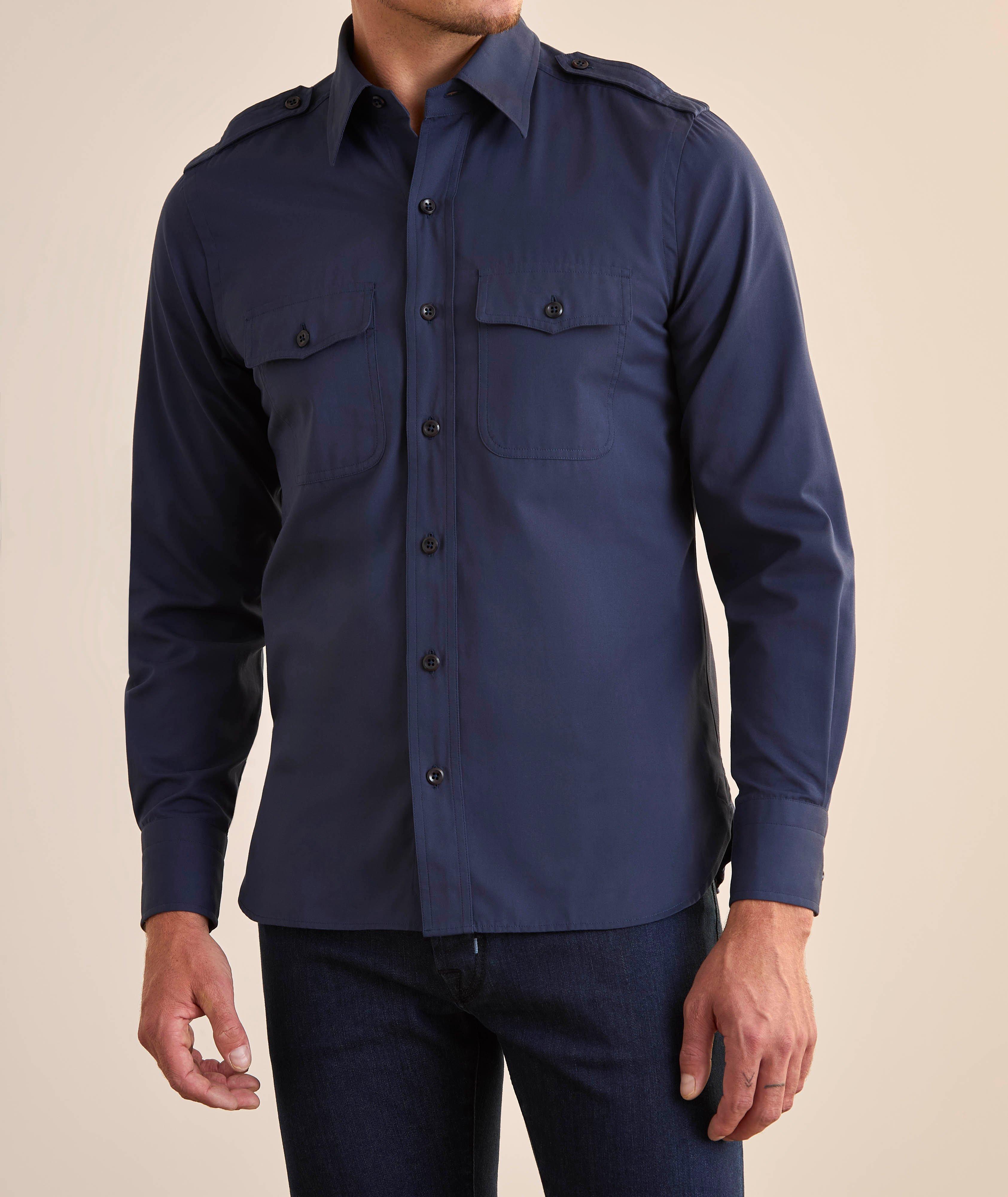 Cotton-Silk Faille Military Shirt image 1