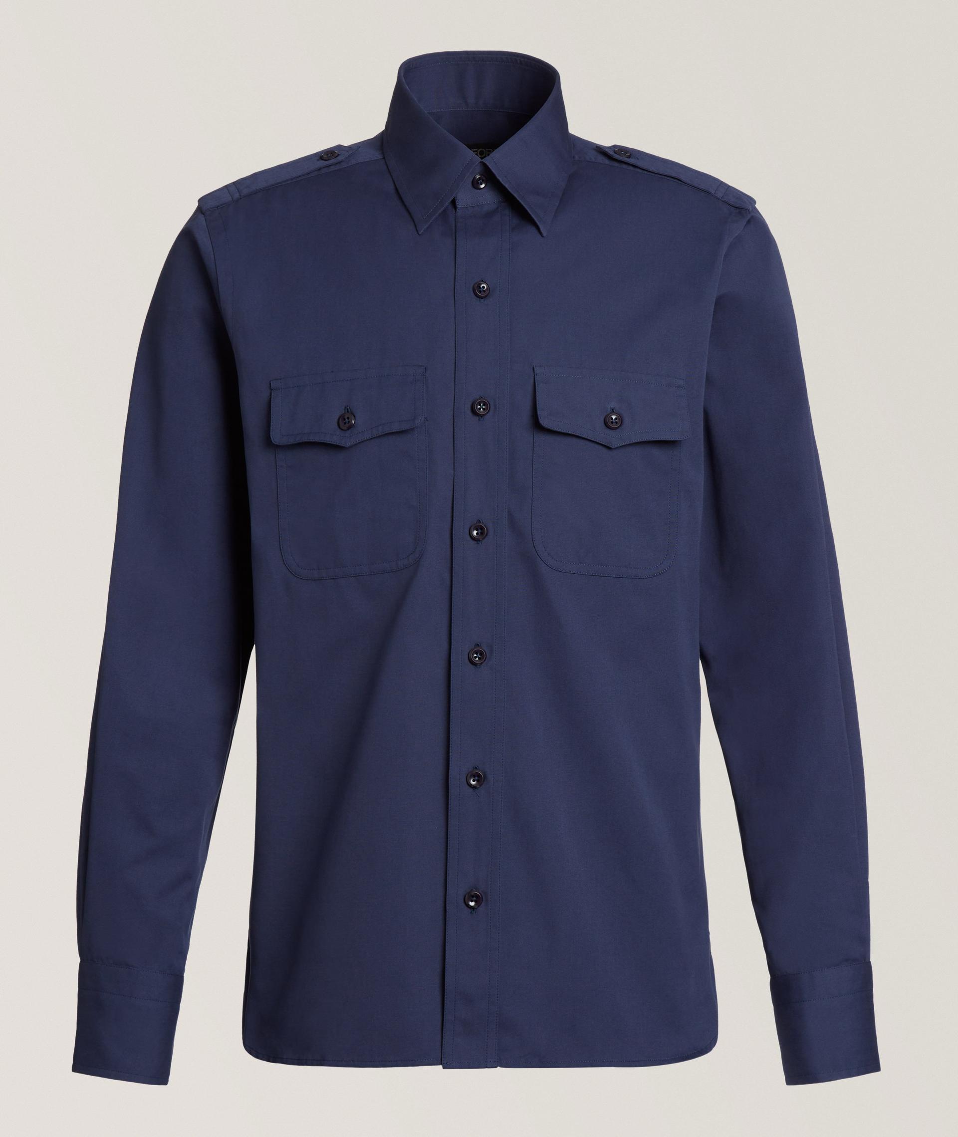 Chemise de style utilitaire en faille de coton et de soie image 0