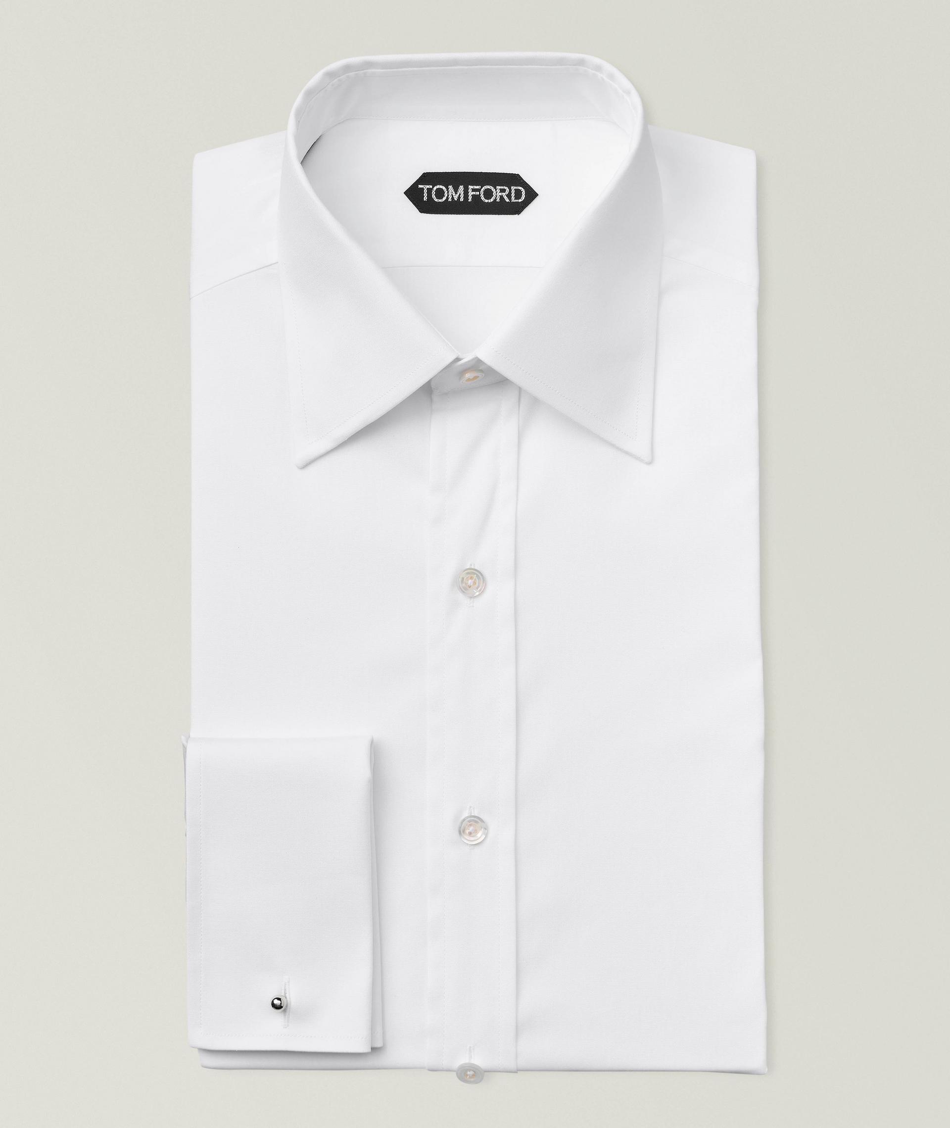 Chemise habillée en popeline de coton de coupe amincie image 0