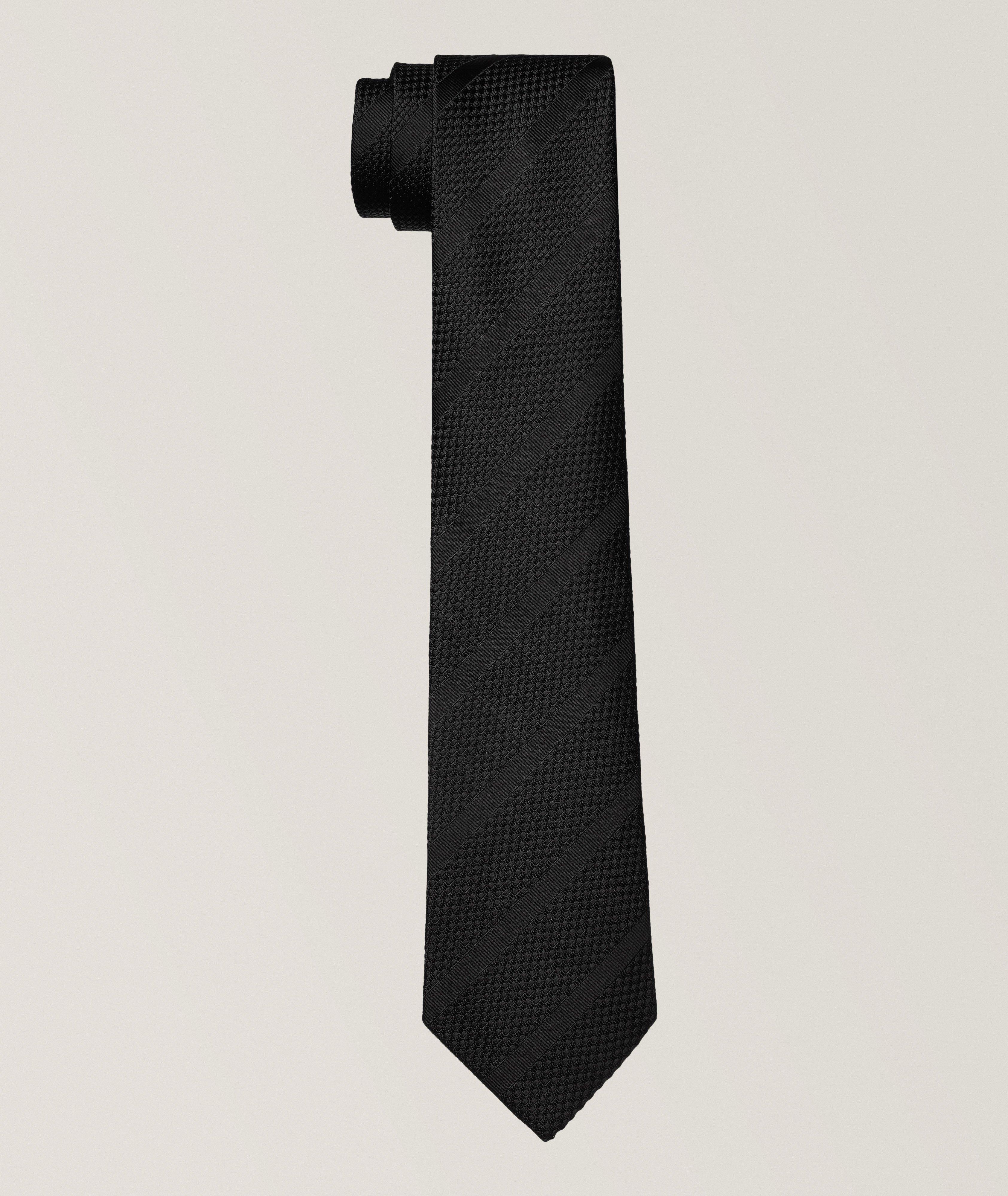 Jacquard Diagonal Striped Silk Tie image 0