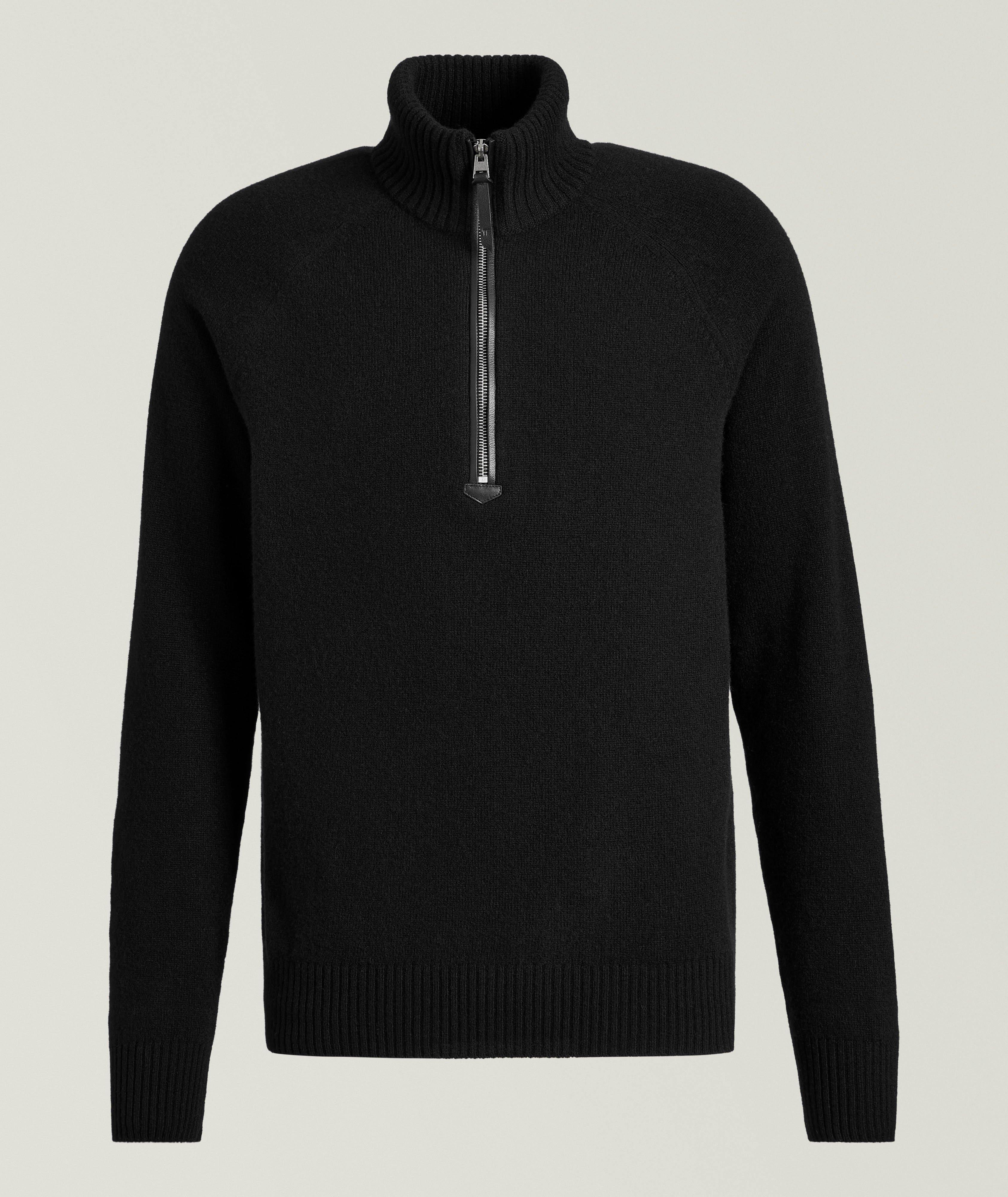 Pull en laine et en cachemire à demi-glissière image 0